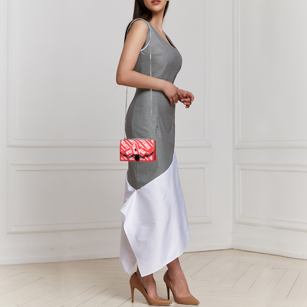 

Jimmy Choo Red Fabric And Leather Trimmed Shoulder Bag