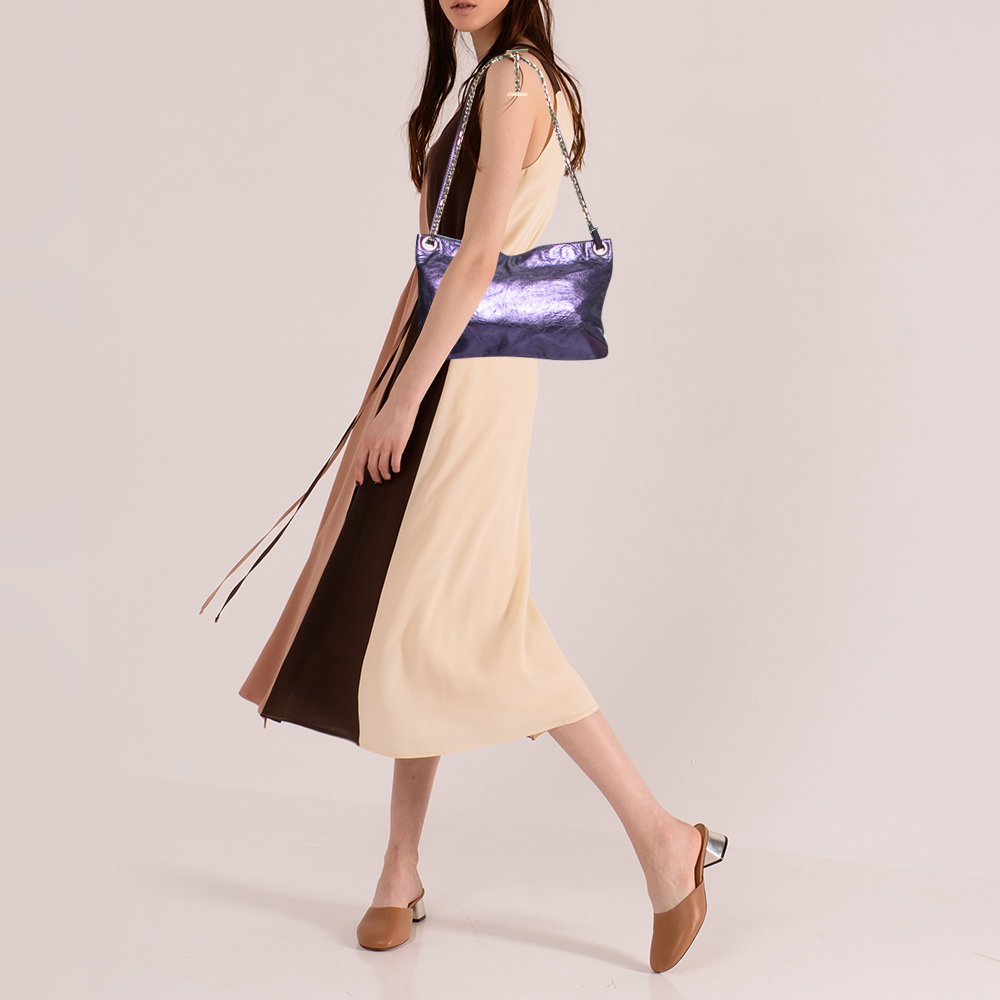 

Jimmy Choo Purple Leather Chain Clutch