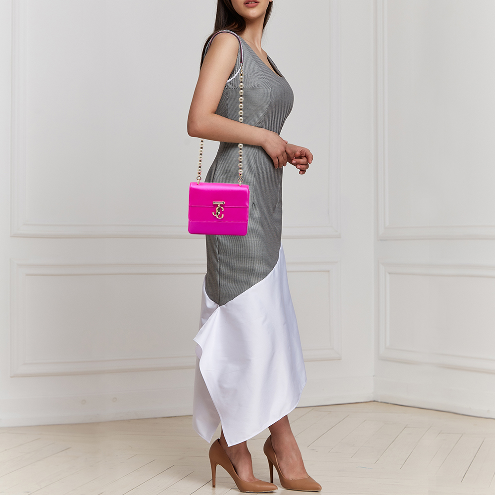 

Jimmy Choo Fuchsia Satin Varenne Quad Shoulder Bag, Pink