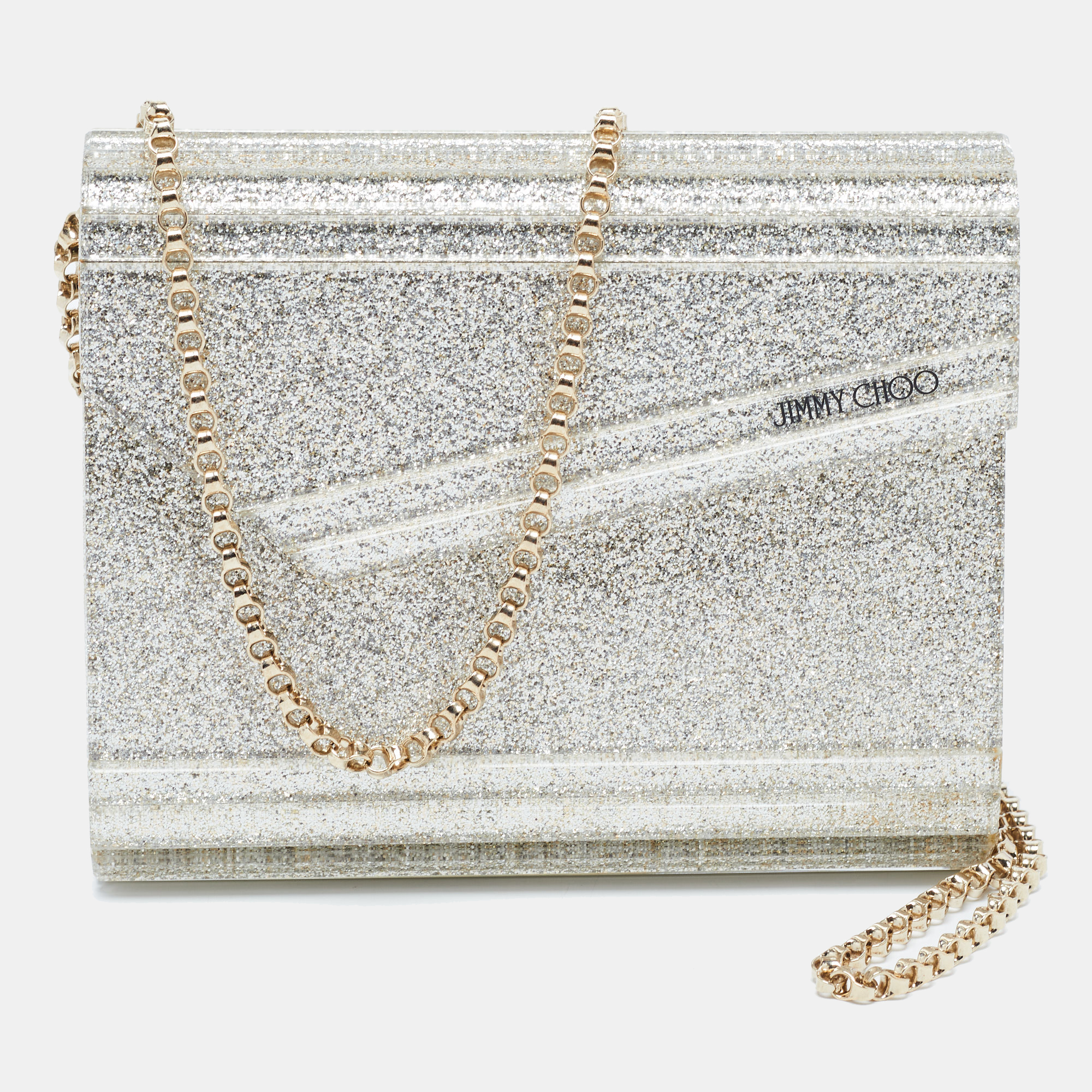 Pre Owned Jimmy Choo Silver Acrylic and Leather Candy Chain Clutch