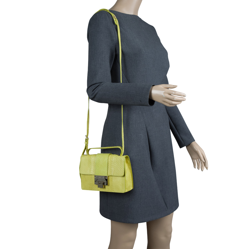 

Jimmy Choo Yellow Snakeskin Rebel Crossbody Bag