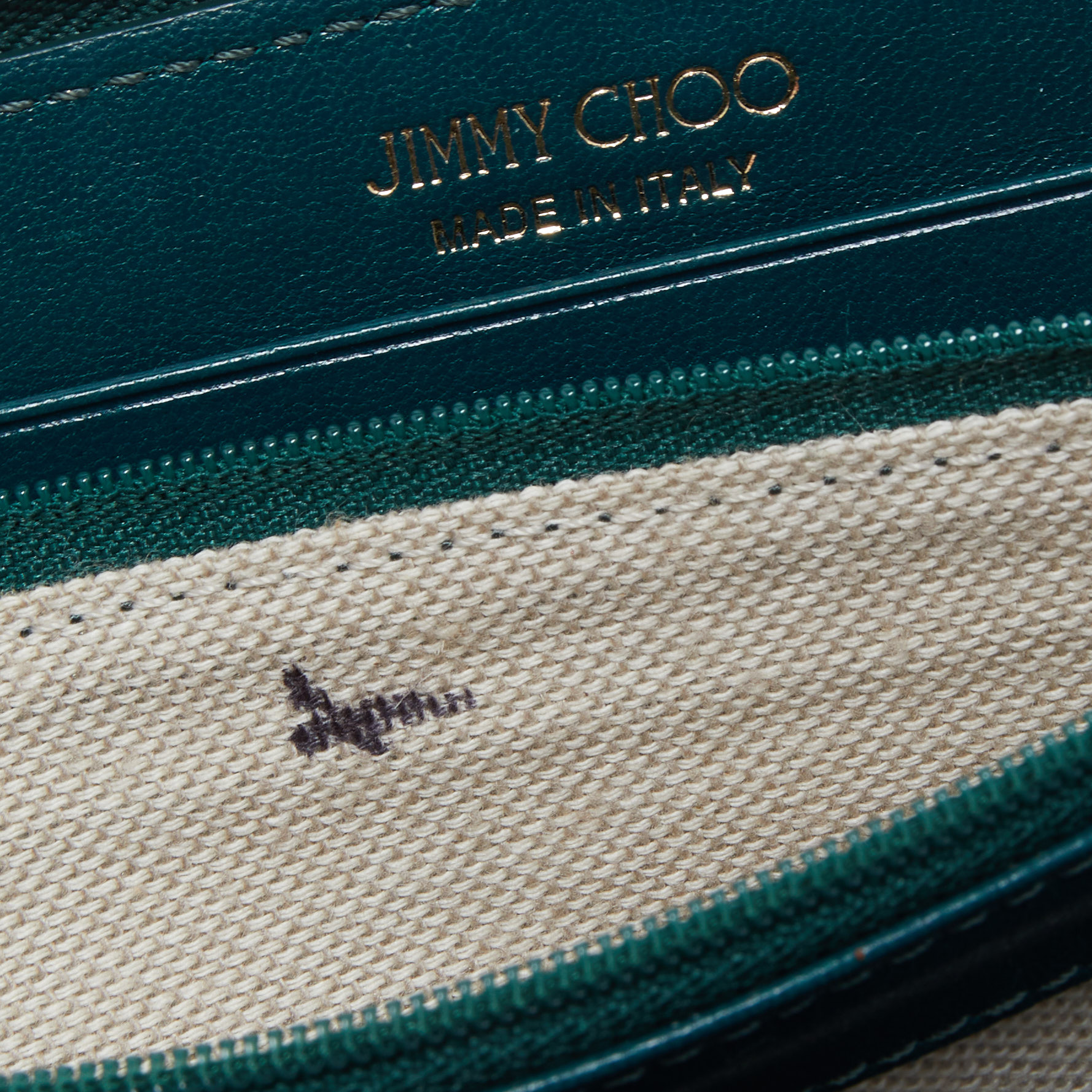 

Jimmy Choo Green Leather Star Studded Zip Around Wallet