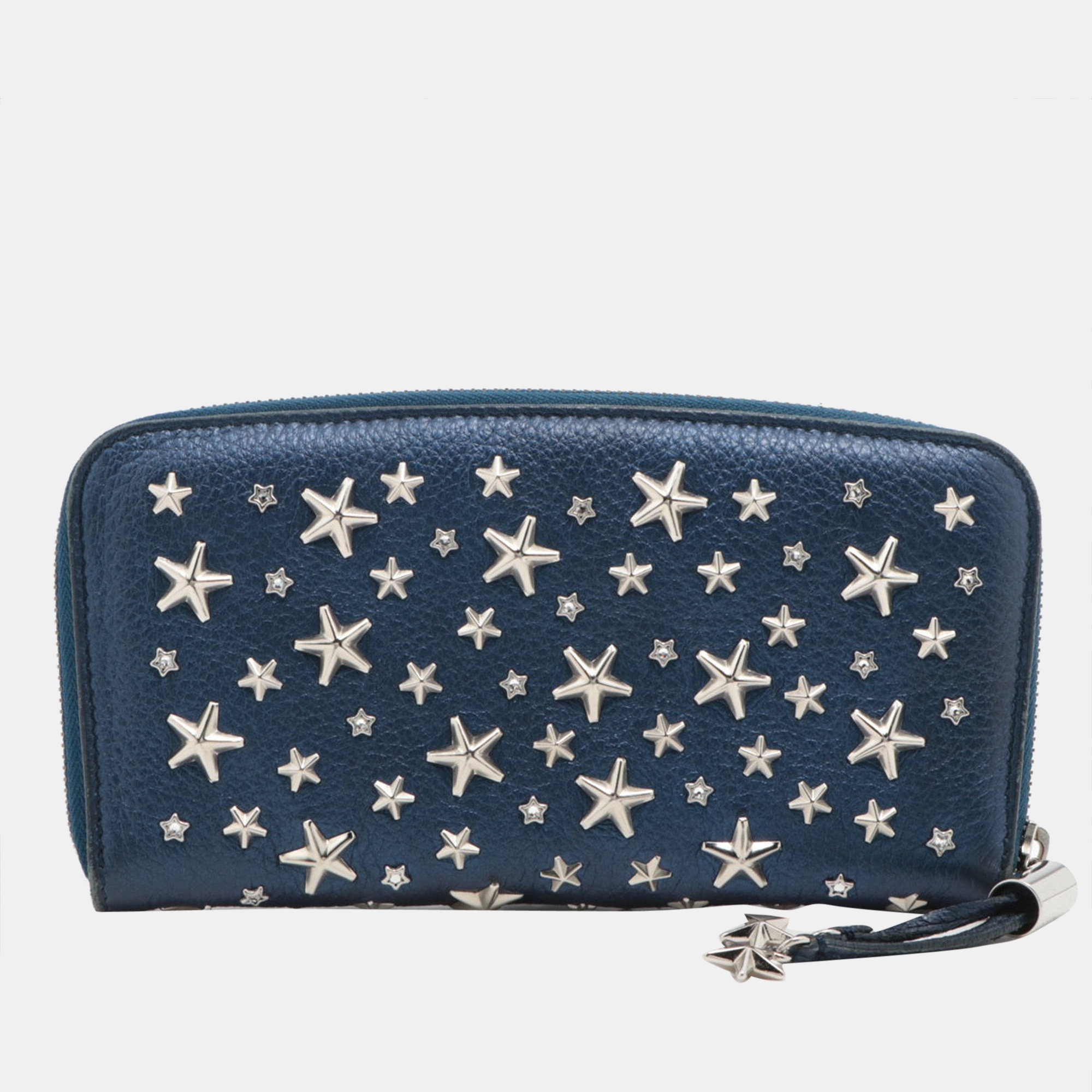 

Jimmy Choo Star studs Leather Round-Zip-Wallet Blue