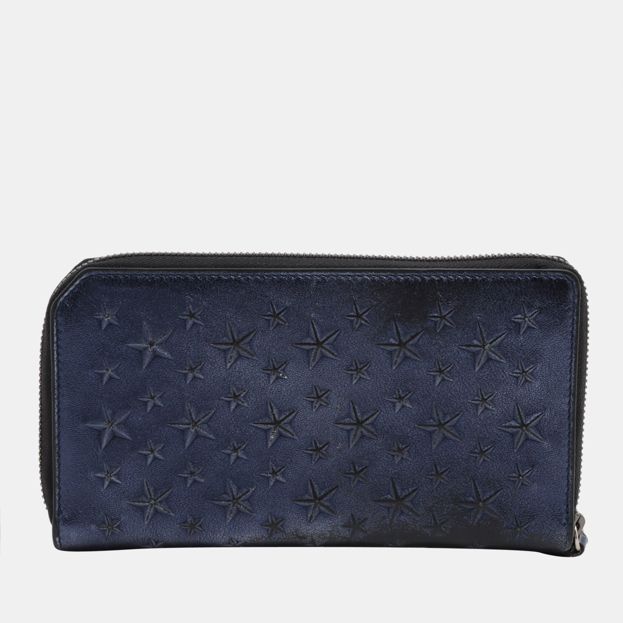 

Jimmy Choo Star studs Leather Round-Zip-Wallet Navy blue