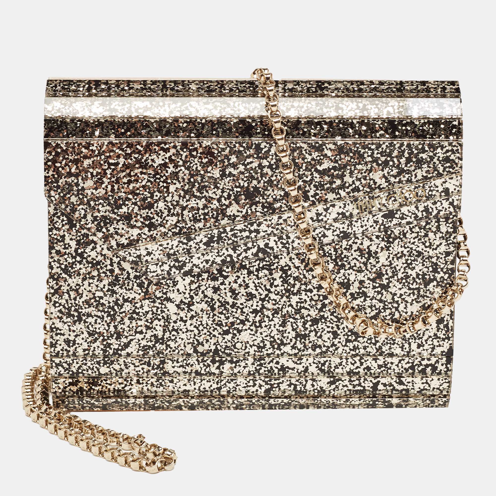 

Jimmy Choo Gold Acrylic and Leather Candy Chain Clutch