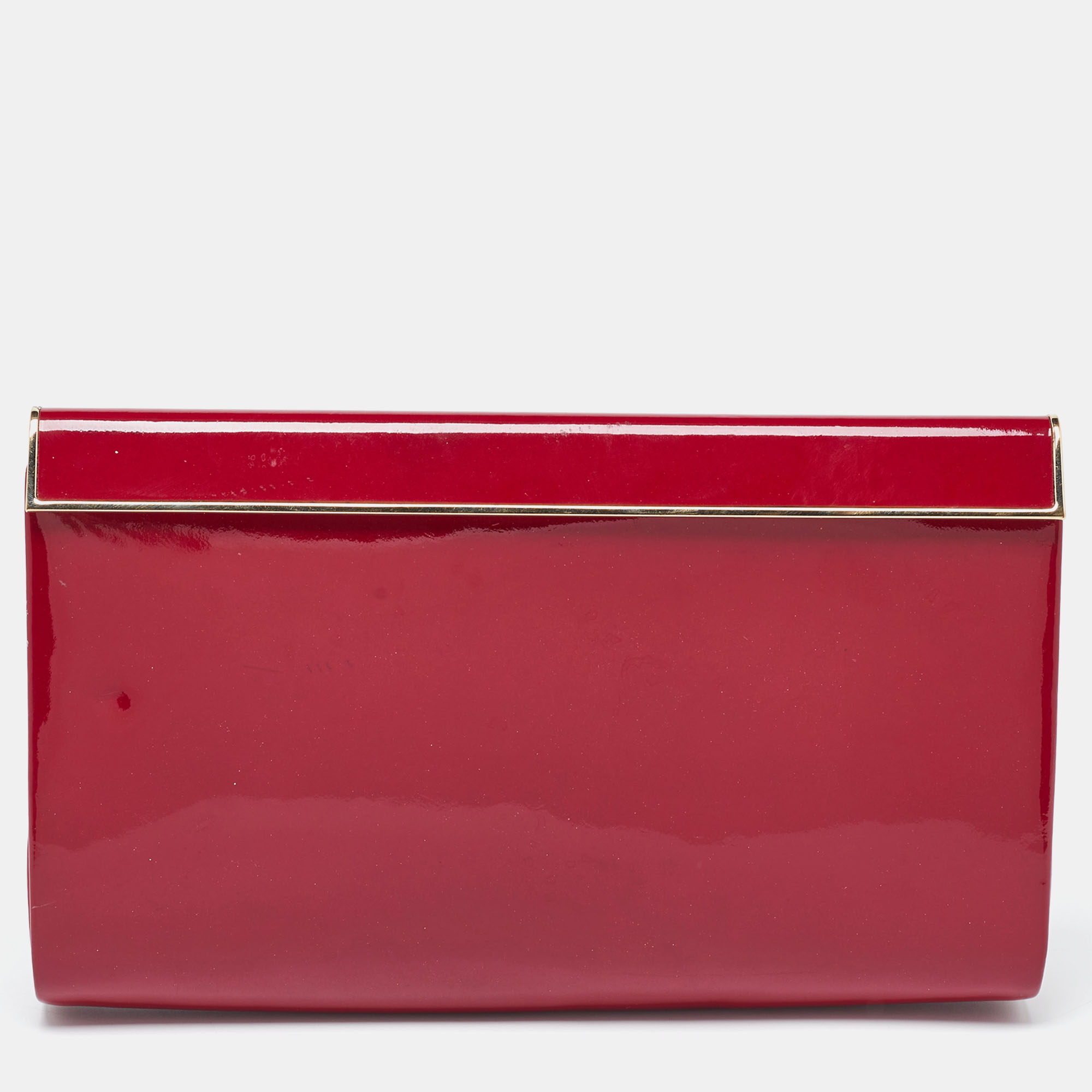 Pre-owned Jimmy Choo Red Patent Leather Carmen Frame Clutch