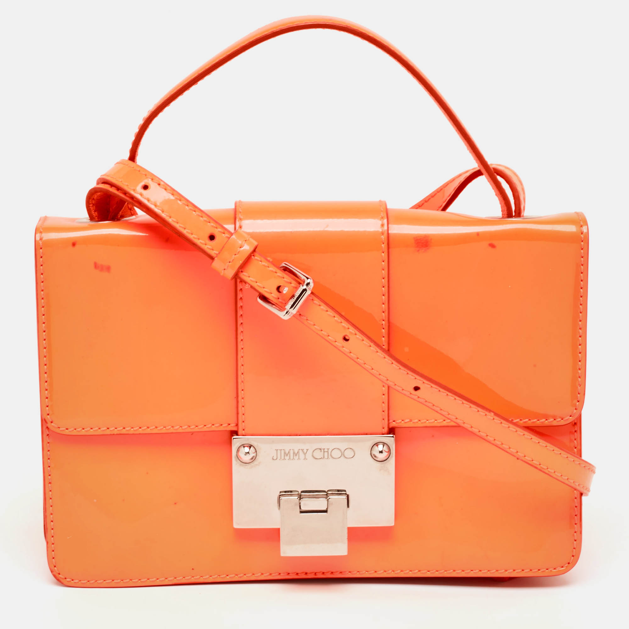 

Jimmy Choo Neon Orange Patent Leather Rebel Crossbody Bag