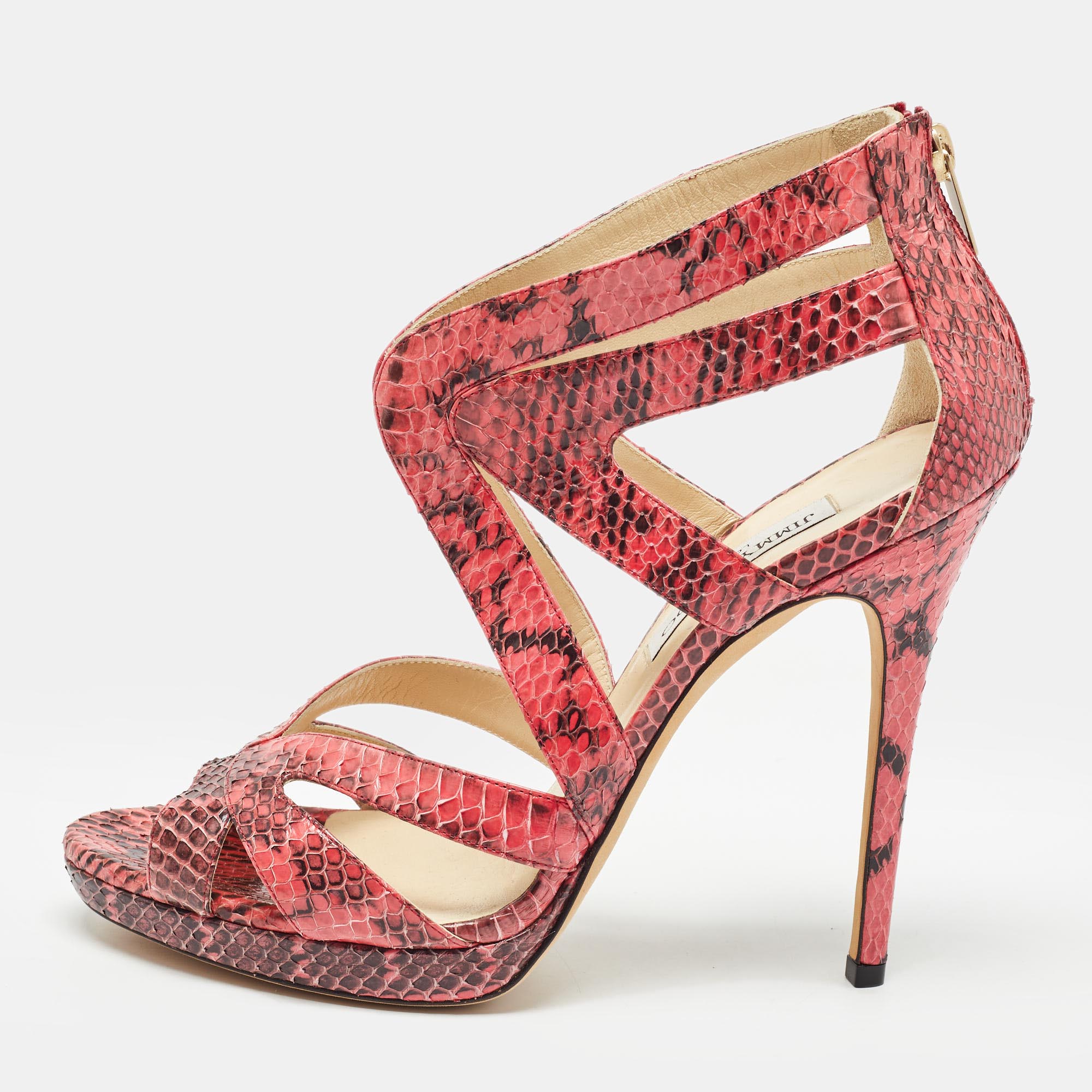 

Jimmy Choo Multicolor Python Leather Sandals Size, Pink