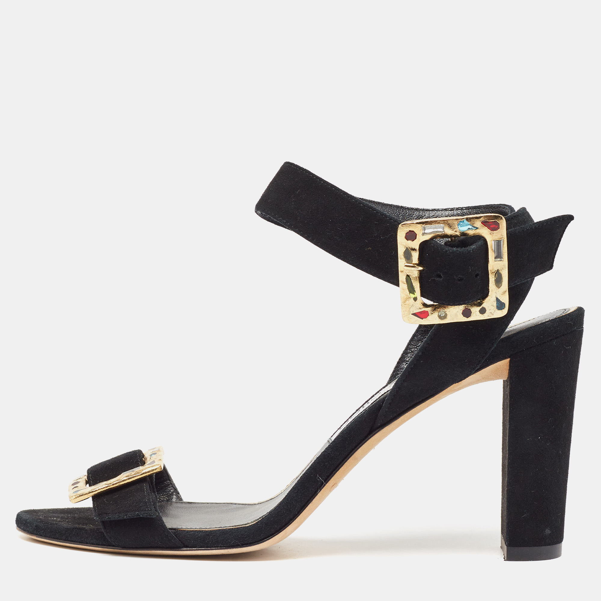 

Jimmy Choo Black Suede Dacha Sandals Size