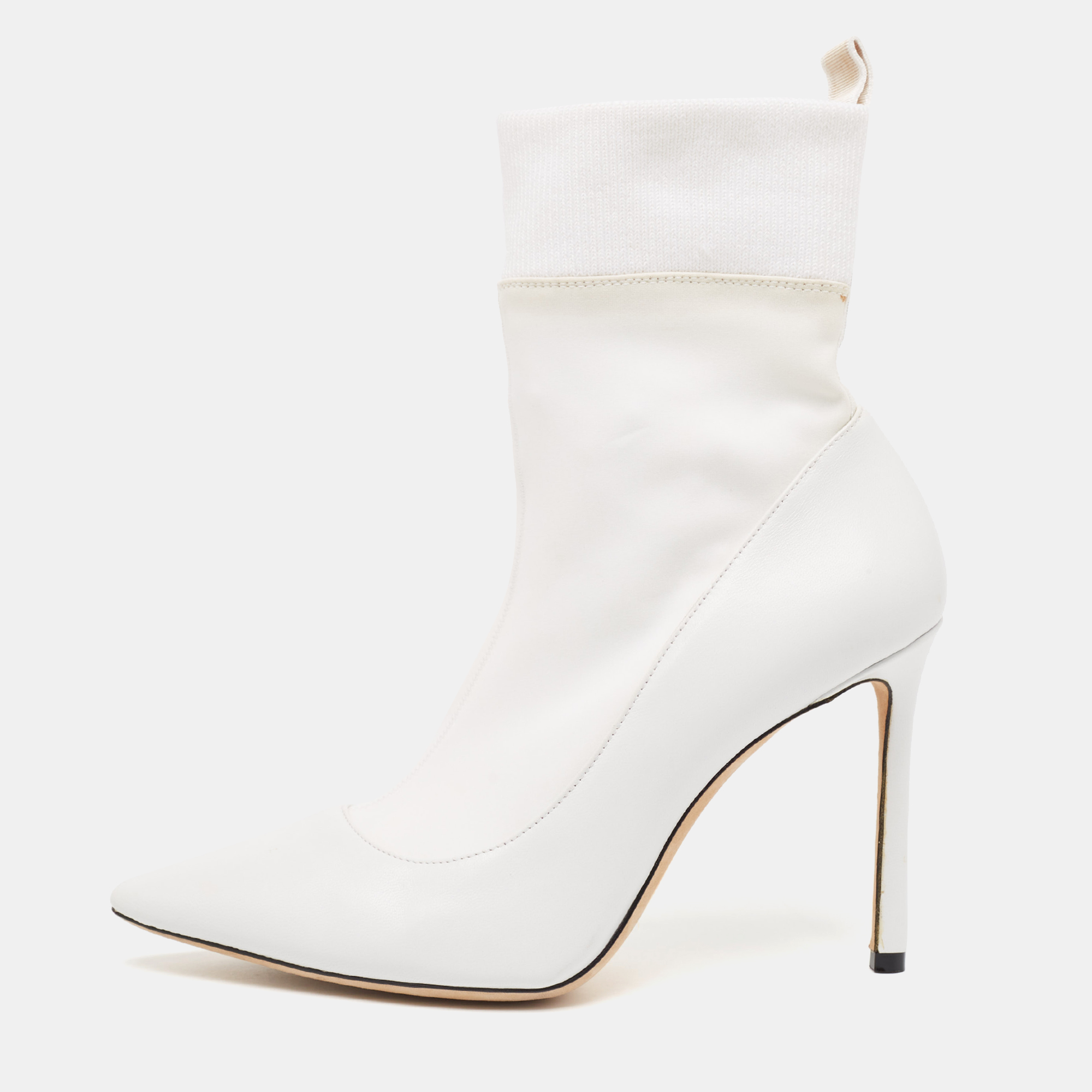 

Jimmy Choo White Leather and Neoprene Brandon Booties Size