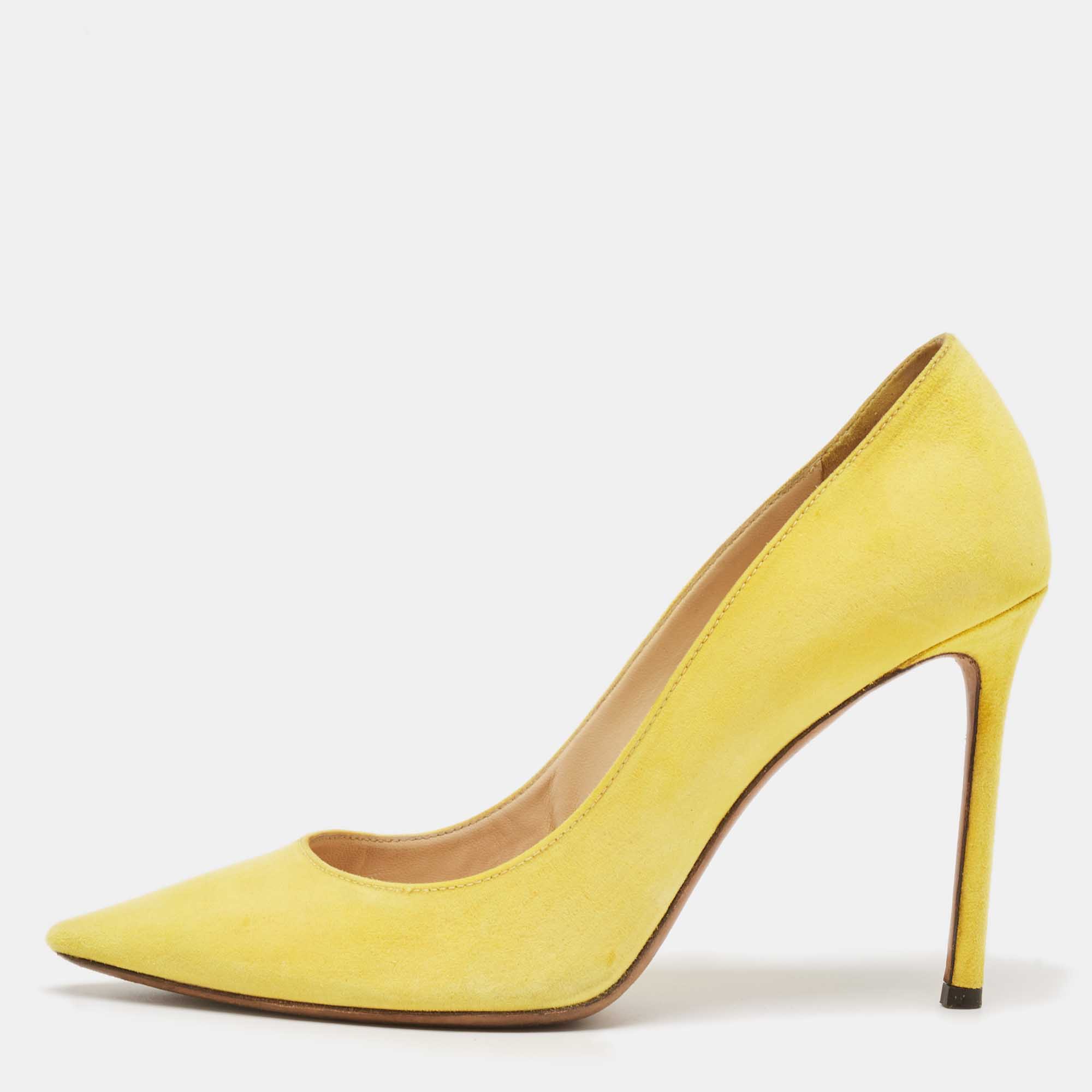 

Jimmy Choo Yellow Suede Romy Pointed Toe Pumps Size