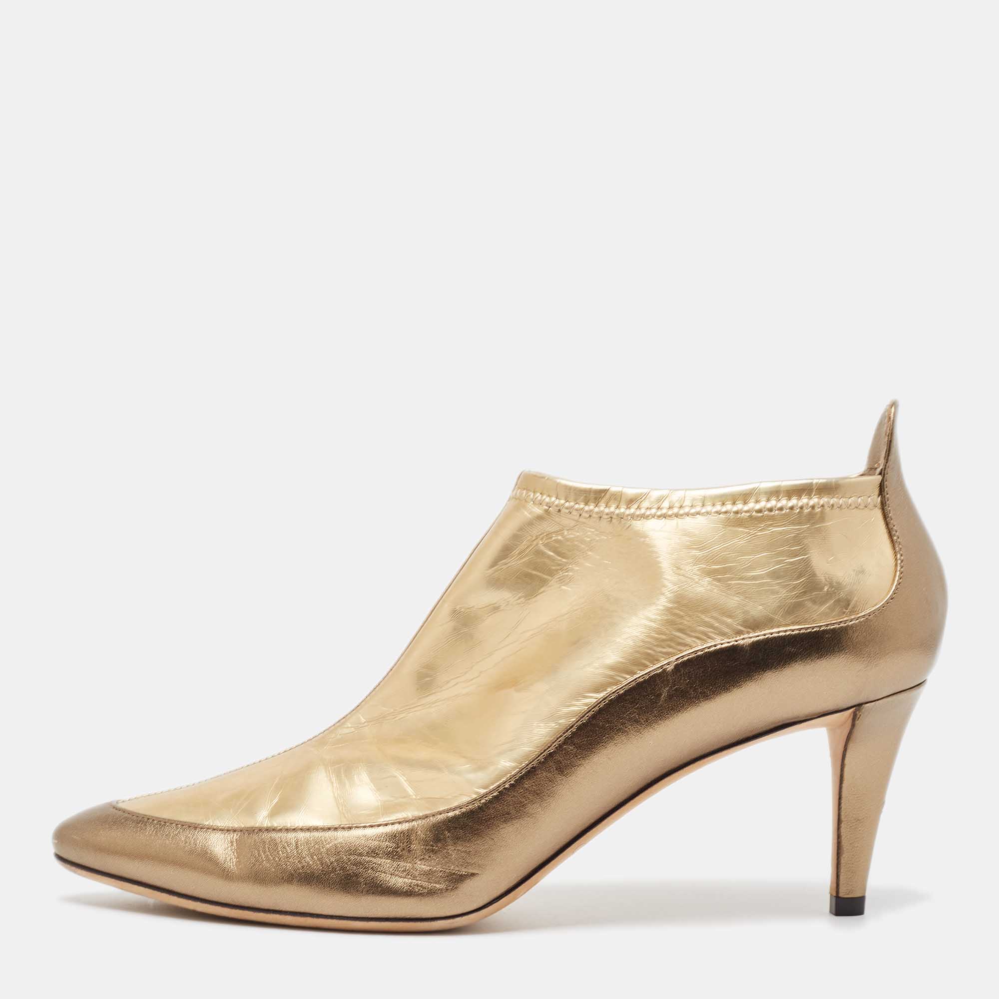 

Jimmy Choo Gold Leather Dierdre Booties Size