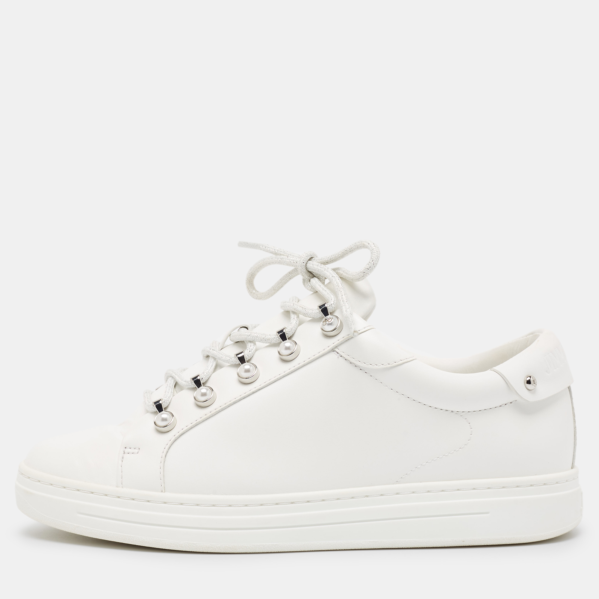 

Jimmy Choo White Leather Antibes Sneakers Size