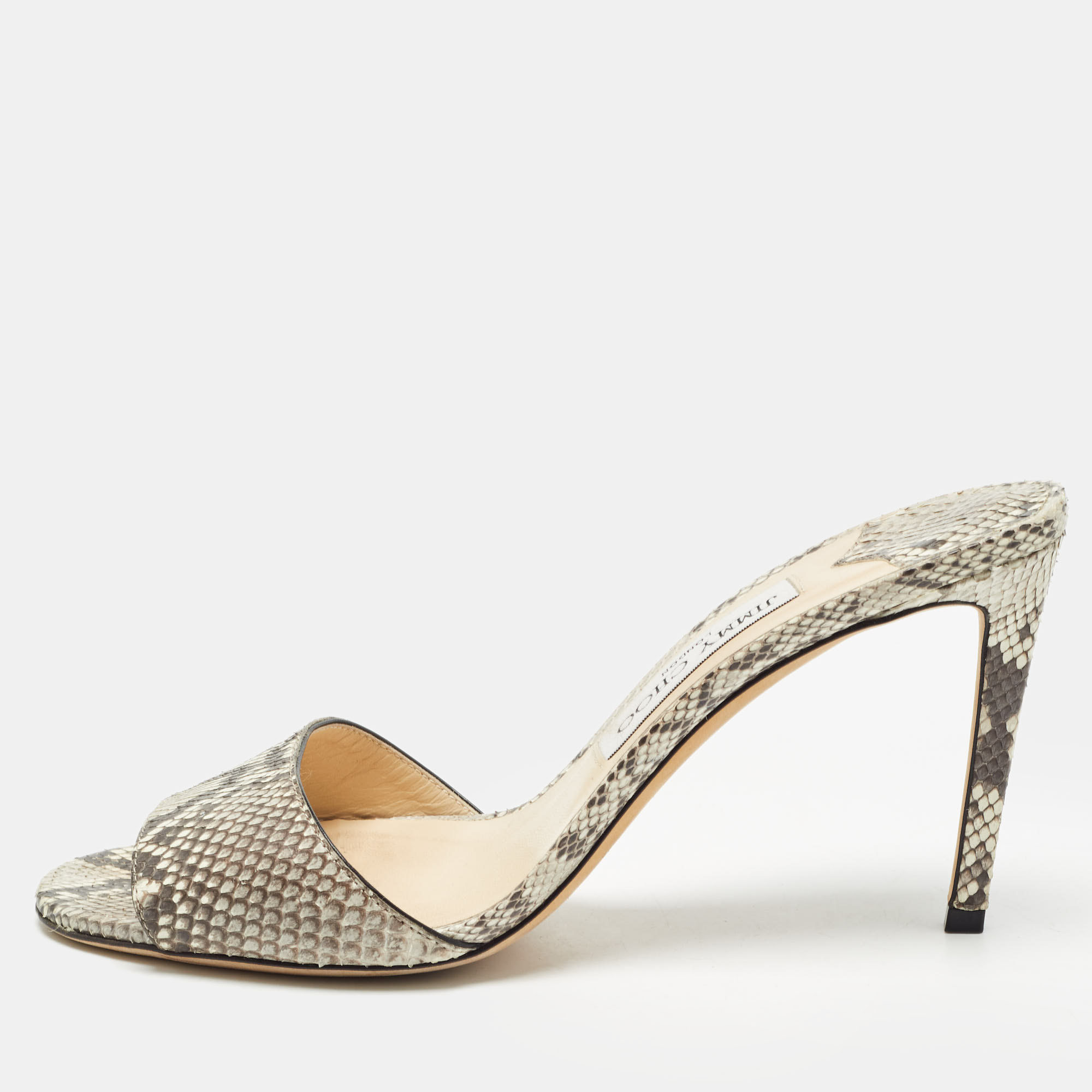 

Jimmy Choo Brown/Beige Python Stacey Slide Sandals Size