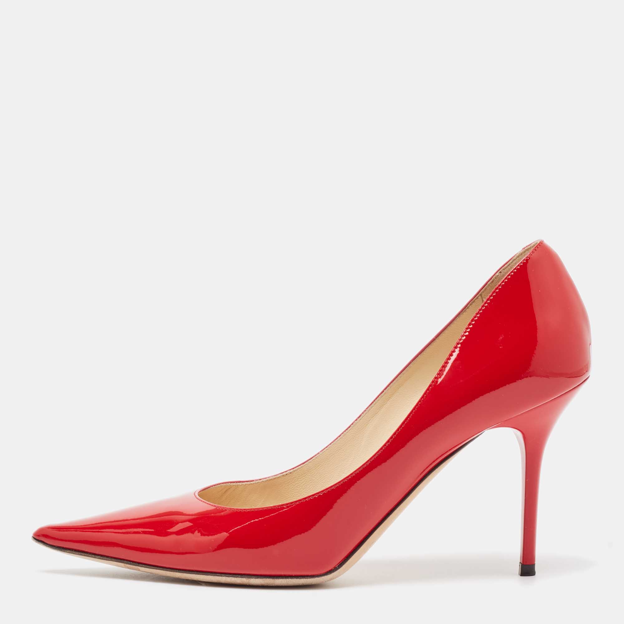 

Jimmy Choo Red Patent Leather Love Pumps Size