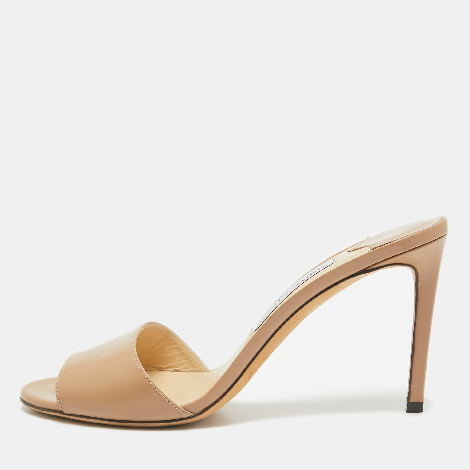 

Jimmy Choo Beige Leather Stacey Slide Sandals Size