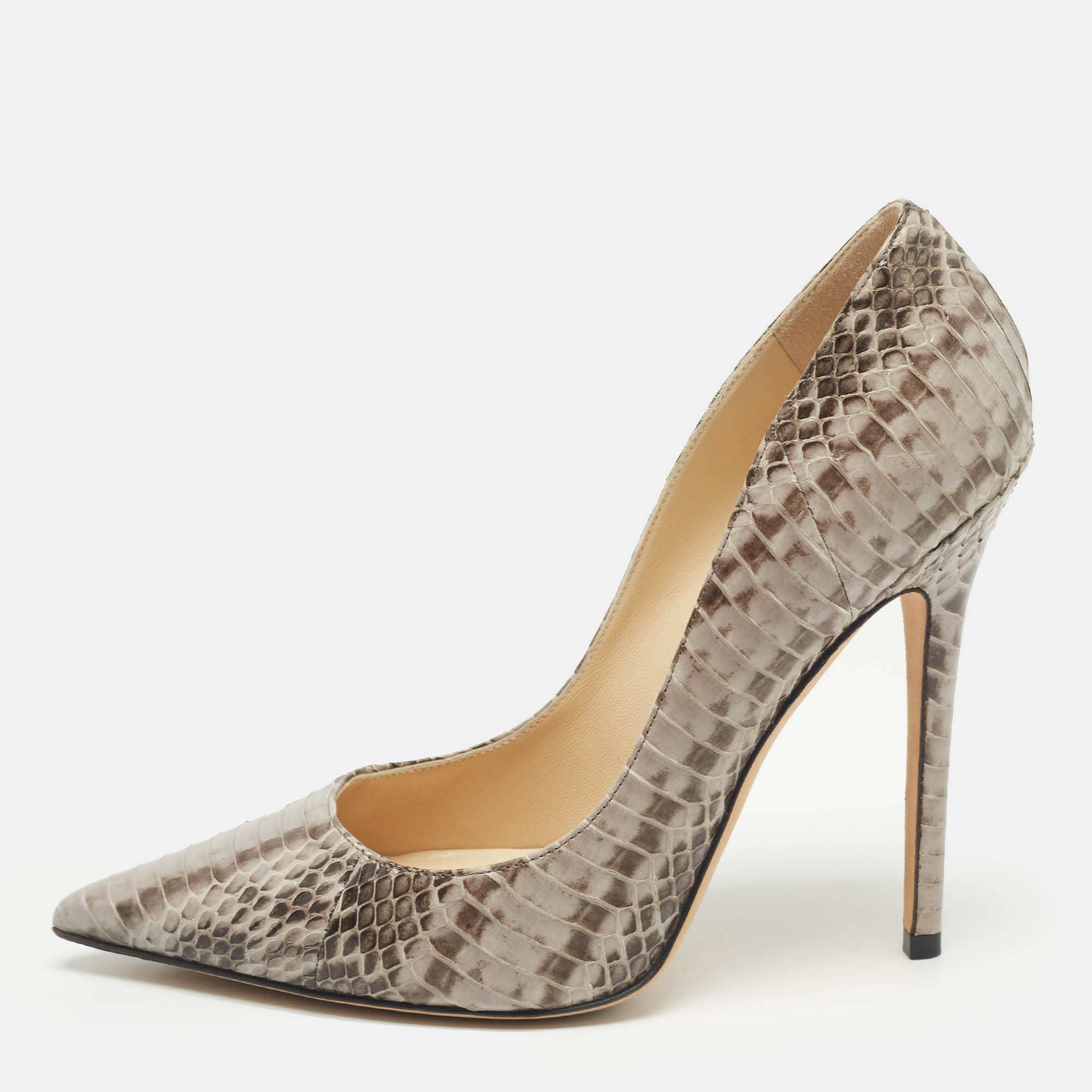 

Jimmy Choo Grey Python Leather Romy Pointed Toe Pumps Size
