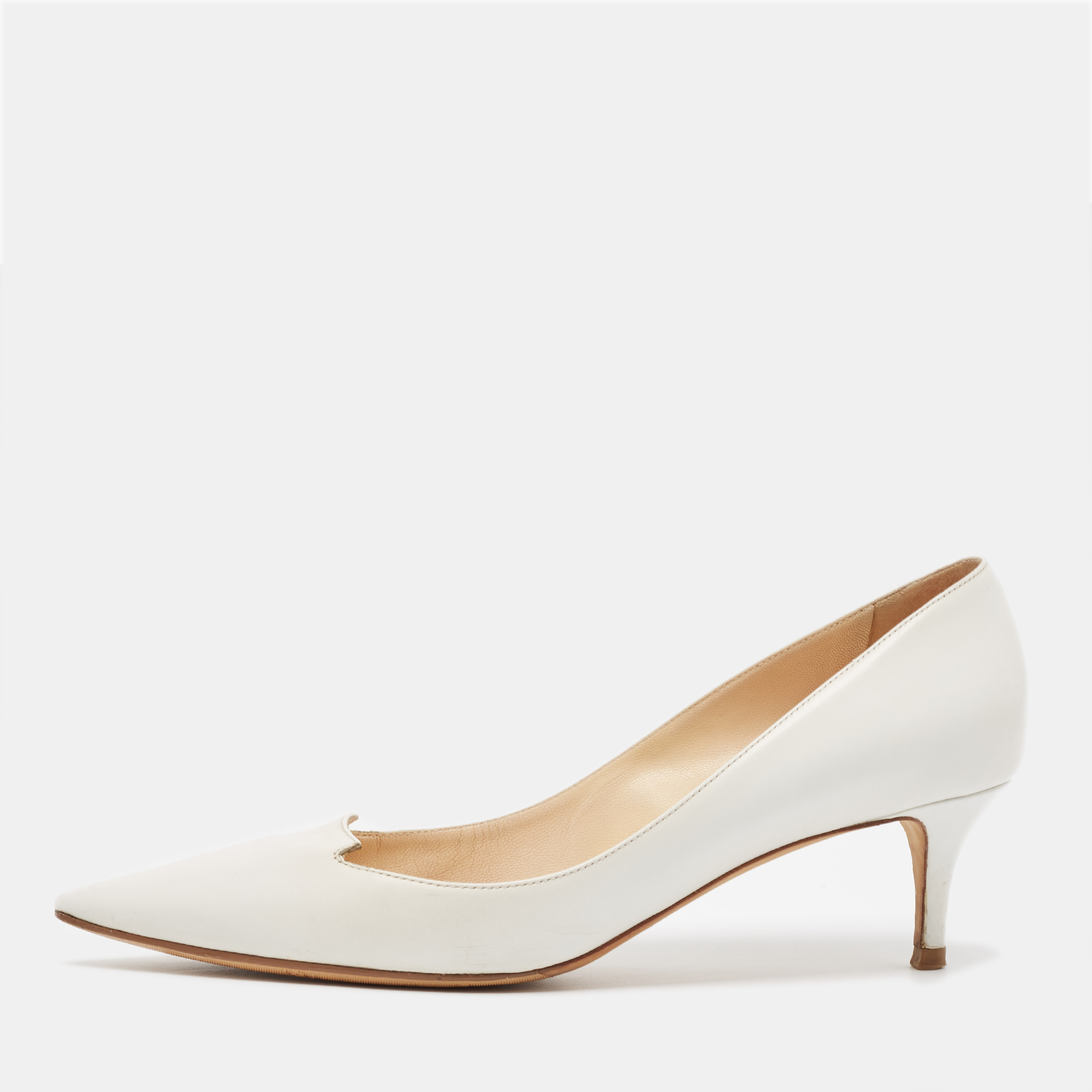 Pre-owned Jimmy Choo White Leather Pointed Toe Pumps Size 40