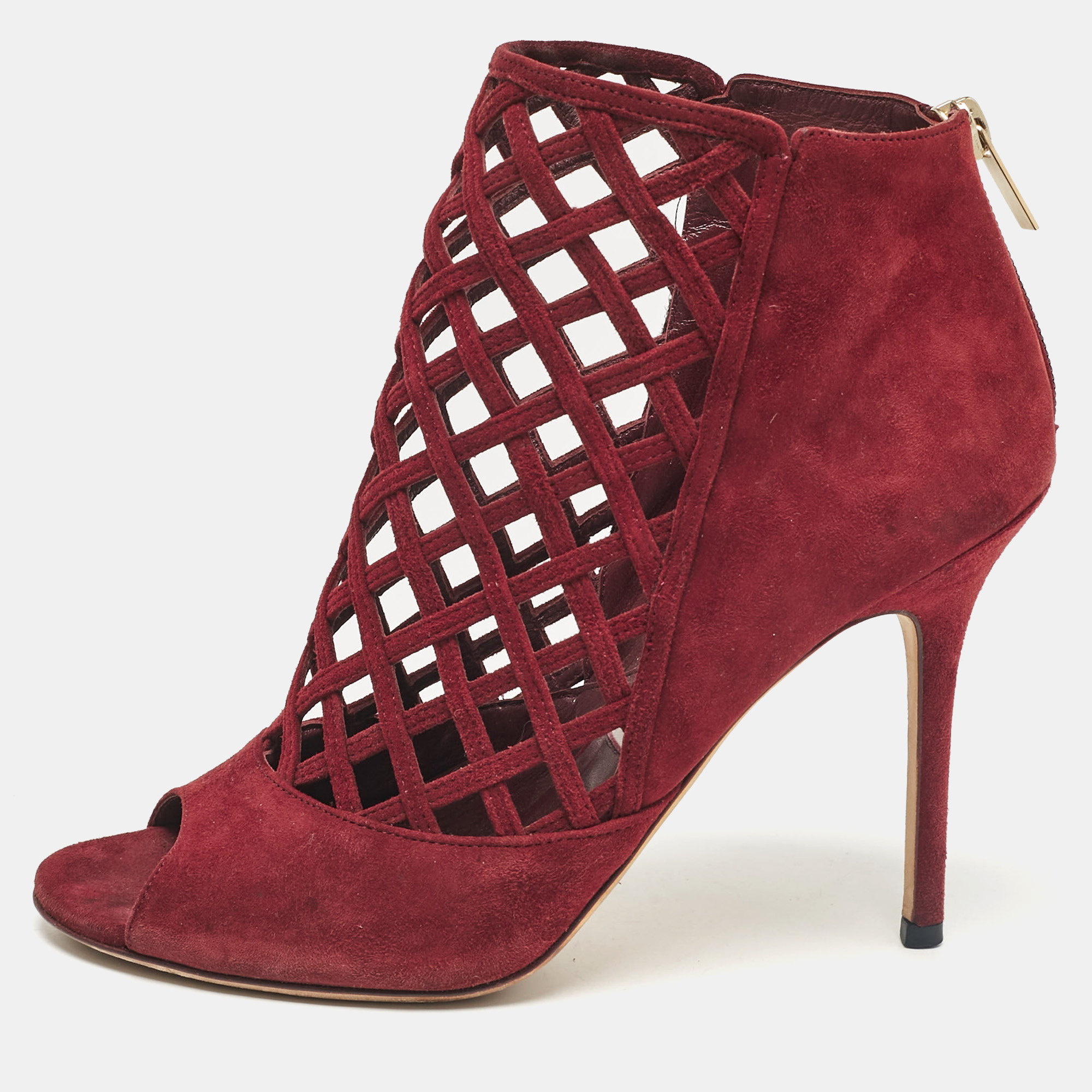 

Jimmy Choo Burgundy Suede Ankle Length Boots Size