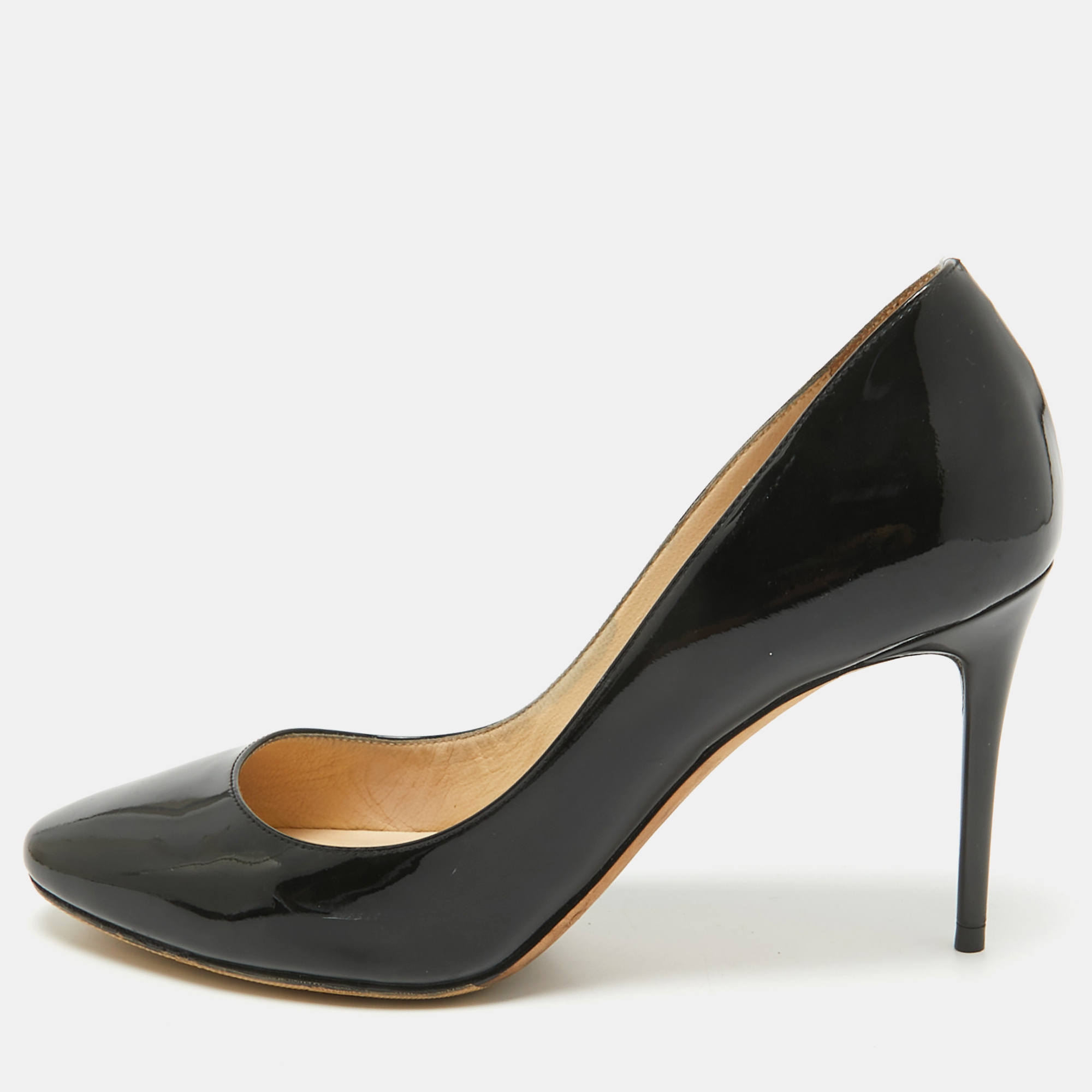 

Jimmy Choo Black Patent Aza Kitten Pointed Toe Pumps Size