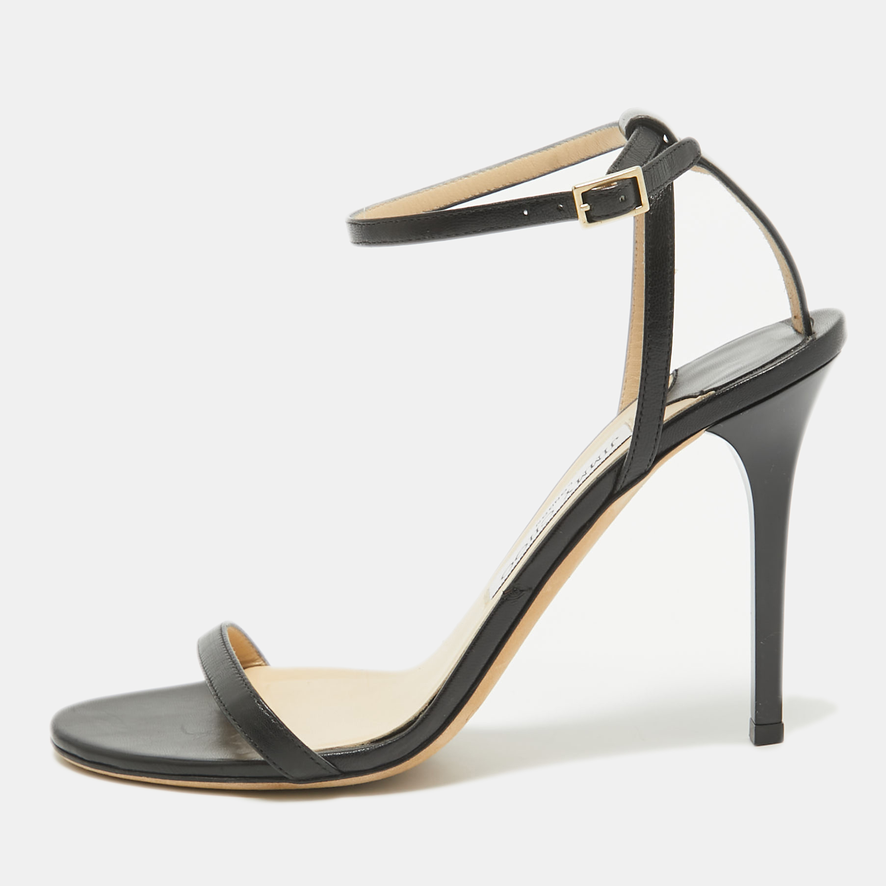 

Jimmy Choo Black Leather Minny Sandals Size