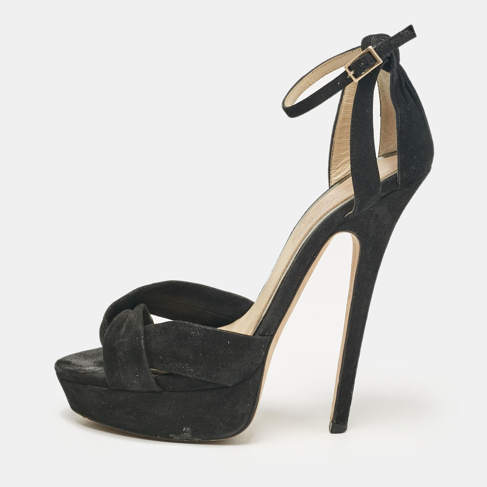 

Jimmy Choo Black Suede Ankle Strap Sandals Size