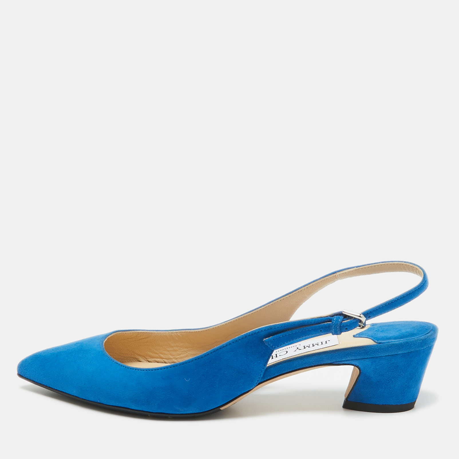 

Jimmy Choo Blue Suede Gemma Slingback Pumps Size