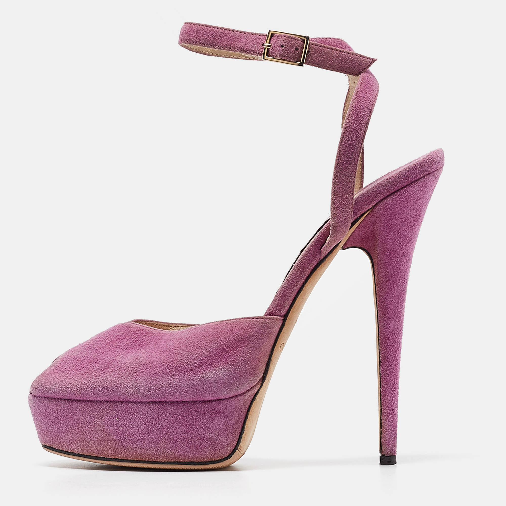 

Jimmy Choo Purple Suede Ankle Strap Sandals Size