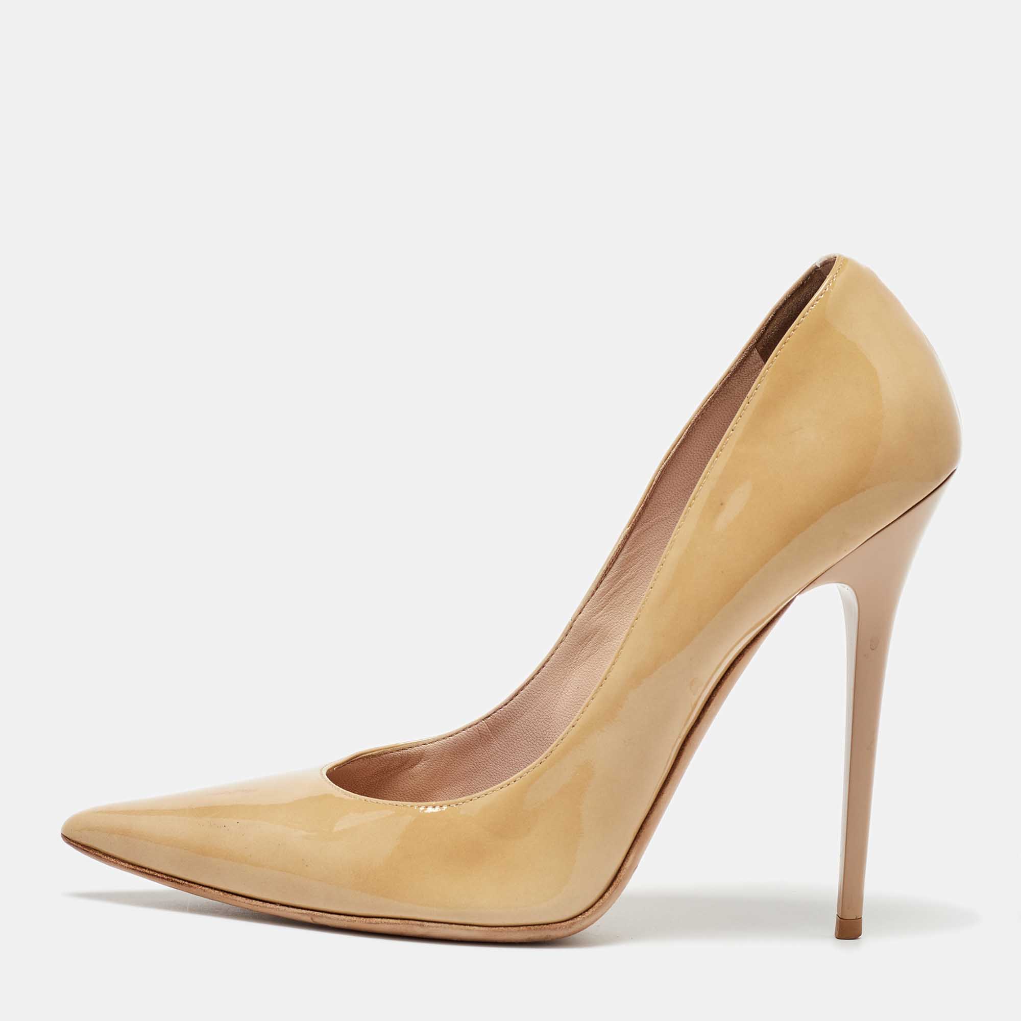 

Jimmy Choo Beige Patent Leather Romy Pointed Toe Pumps Size