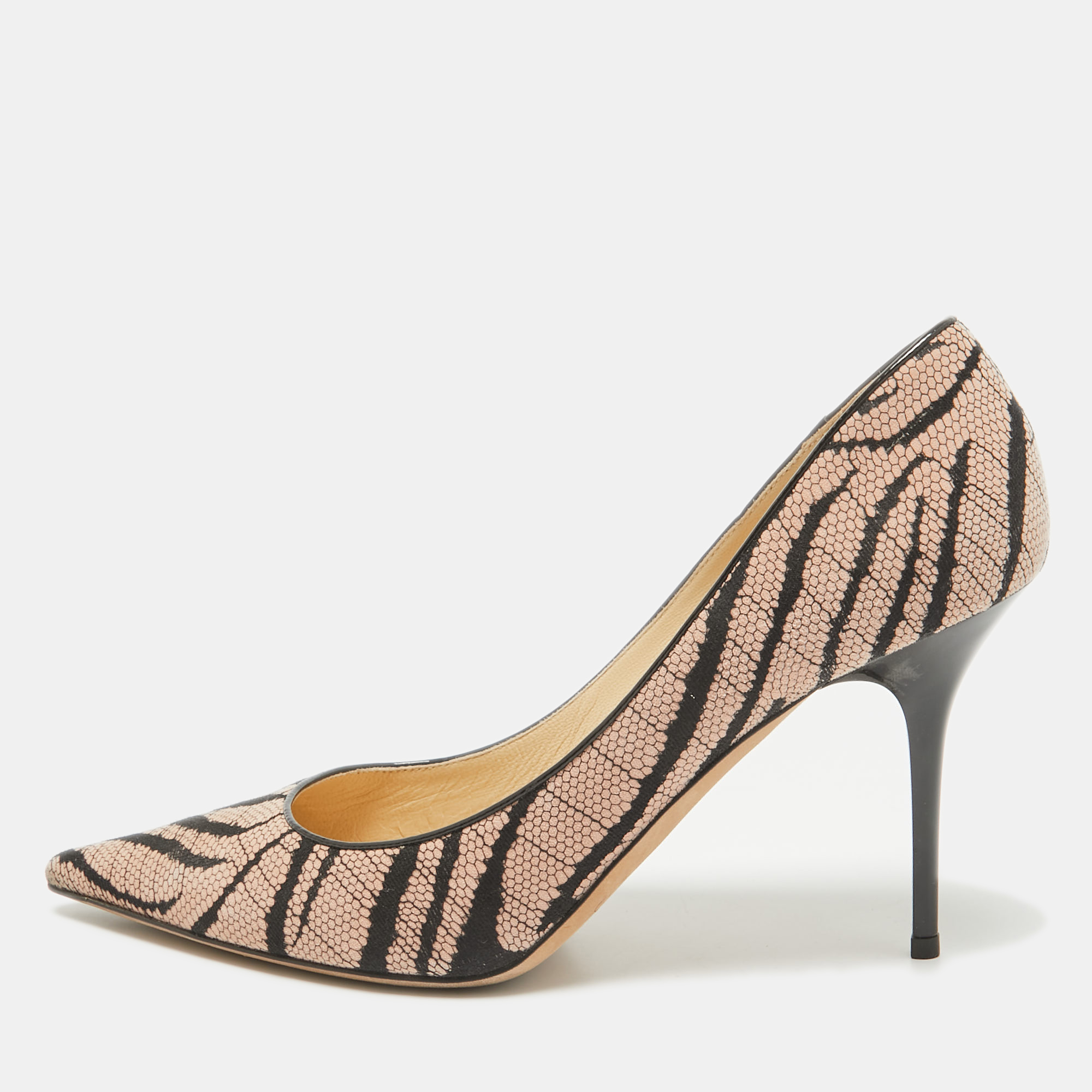 

Jimmy Choo Beige/Black Canvas Agnes Pumps Size