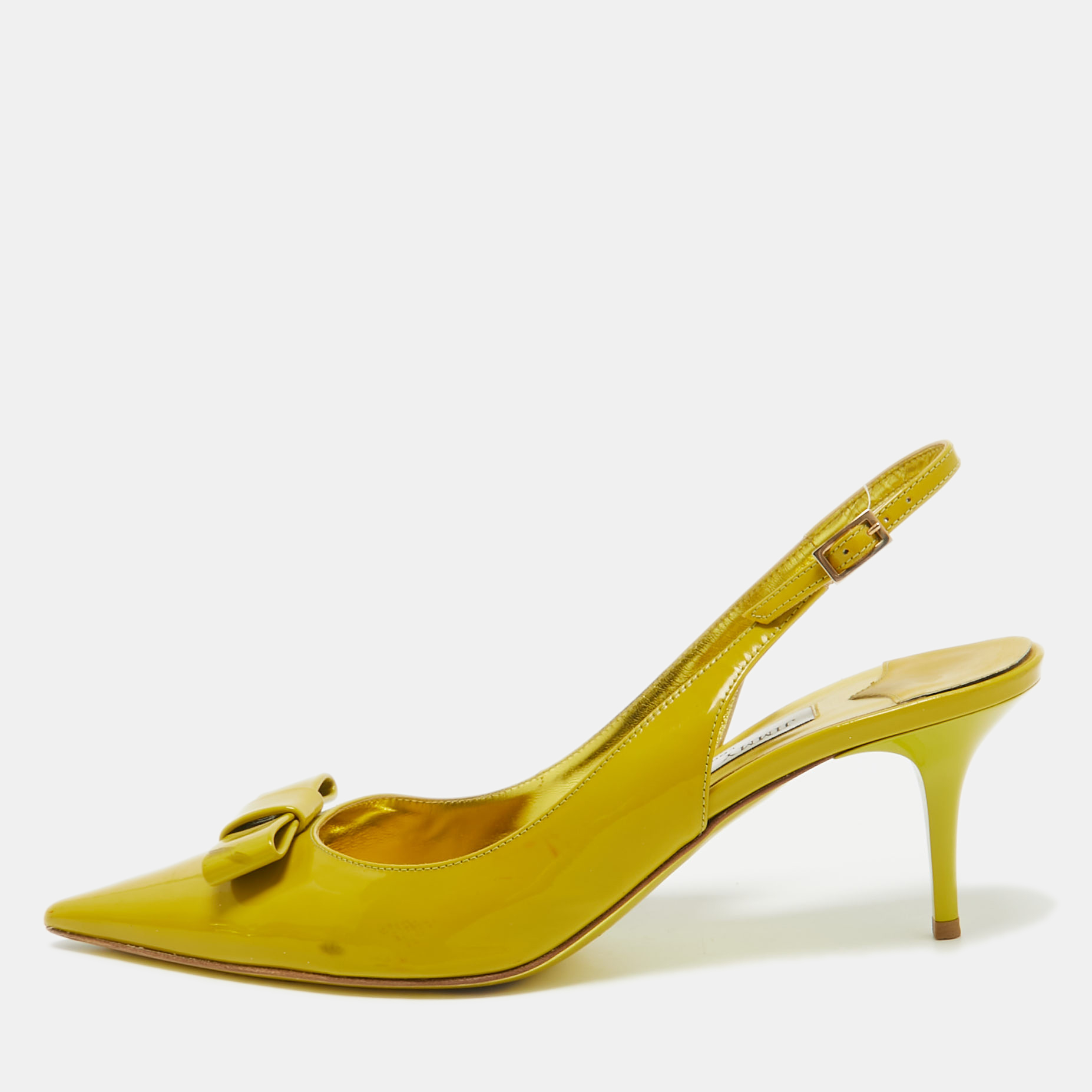 

Jimmy Choo Green Patent Leather Slingback Pumps Size