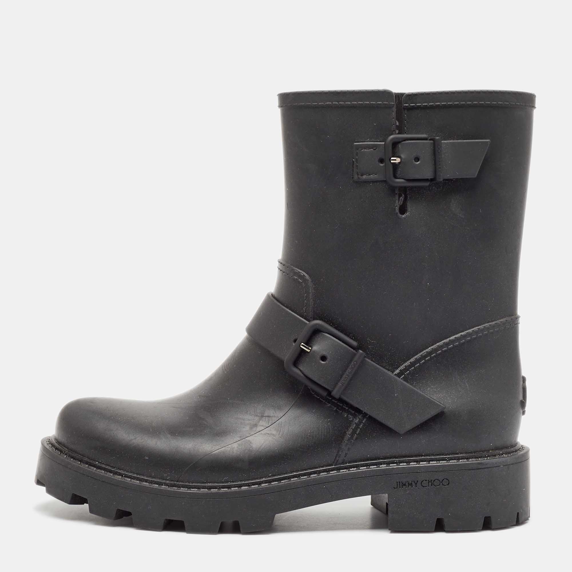 

Jimmy Choo Black Rubber Rain Boots Size