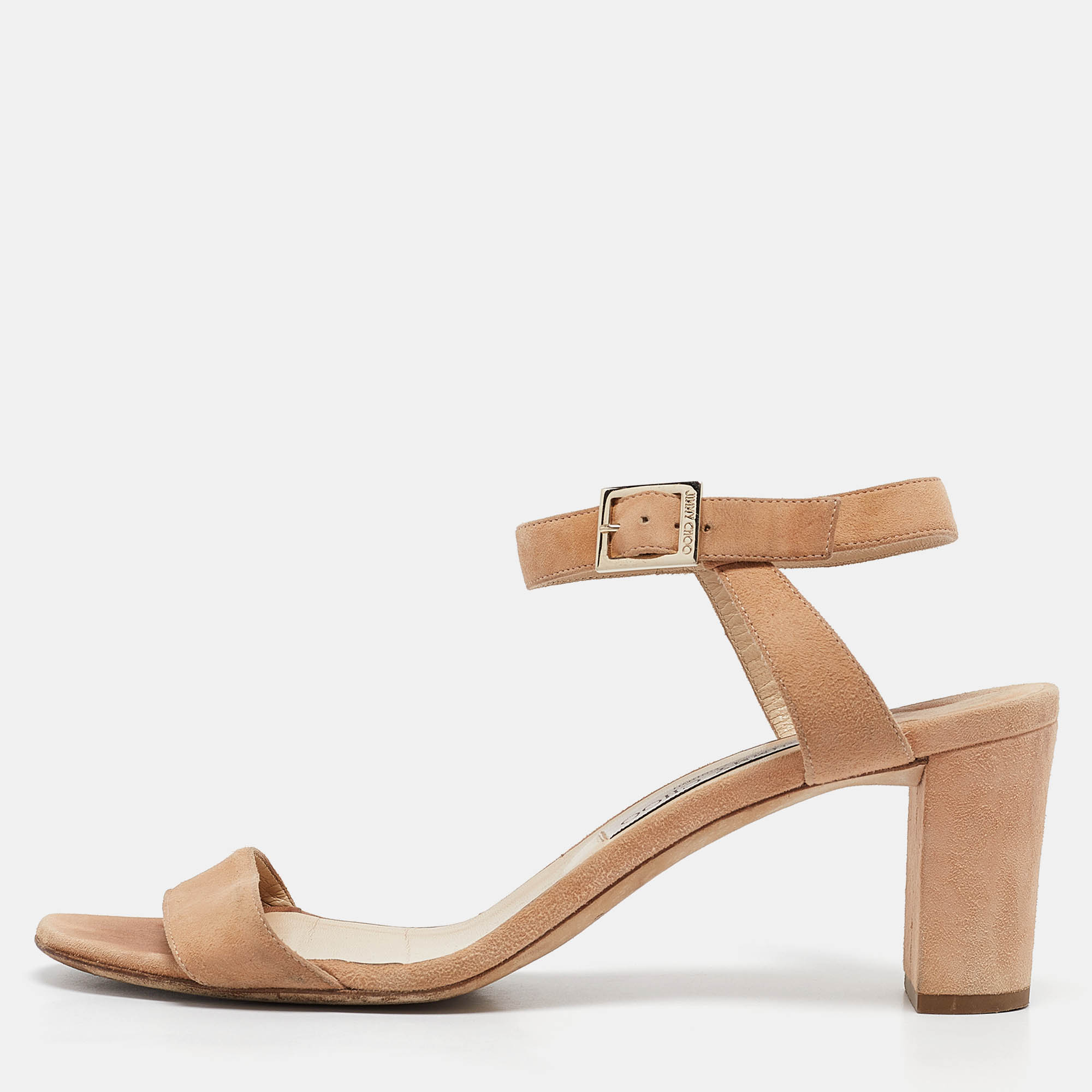 

Jimmy Choo Beige Suede Ankle Strap Sandals Size