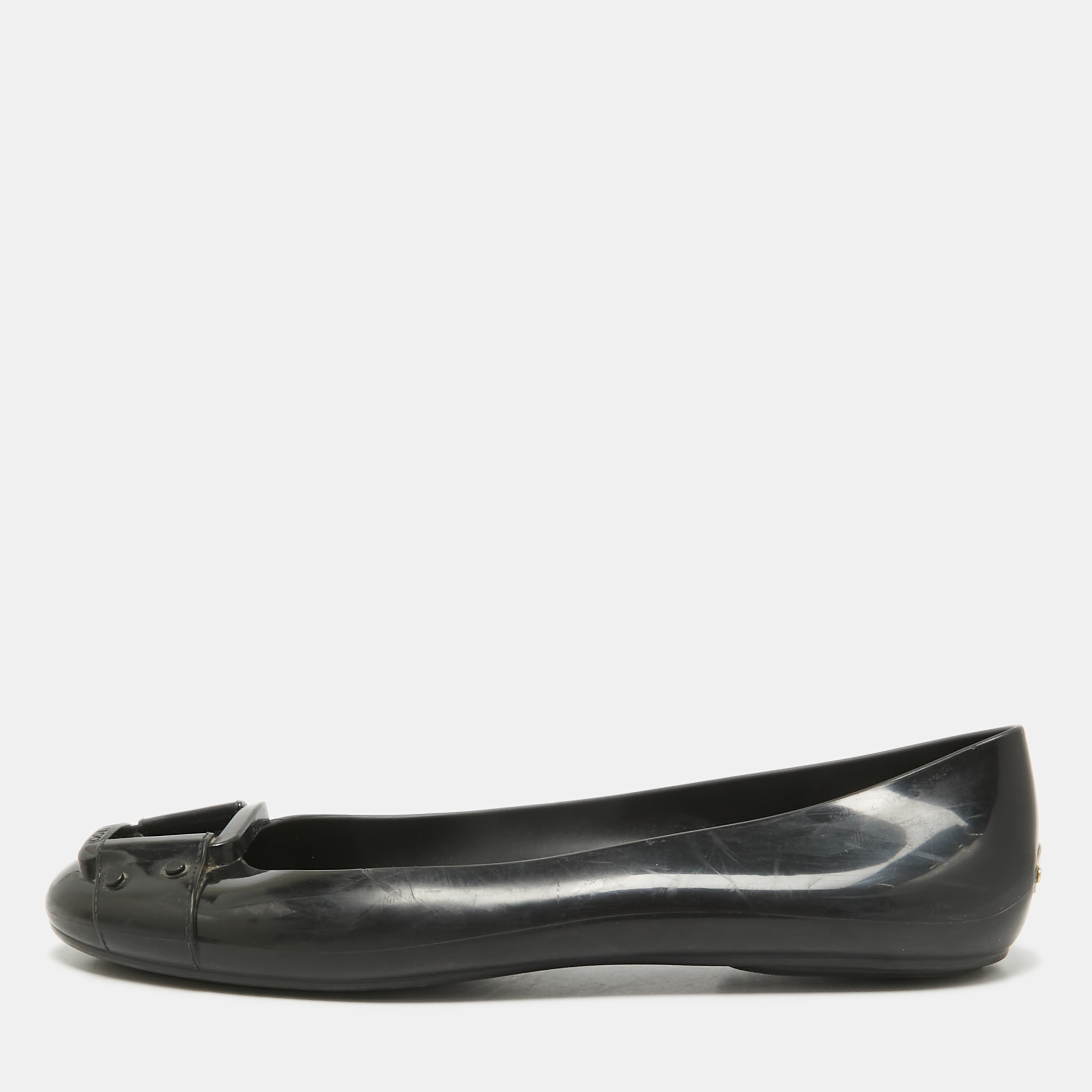 

Jimmy Choo Black Rubber Ballet Flats Size