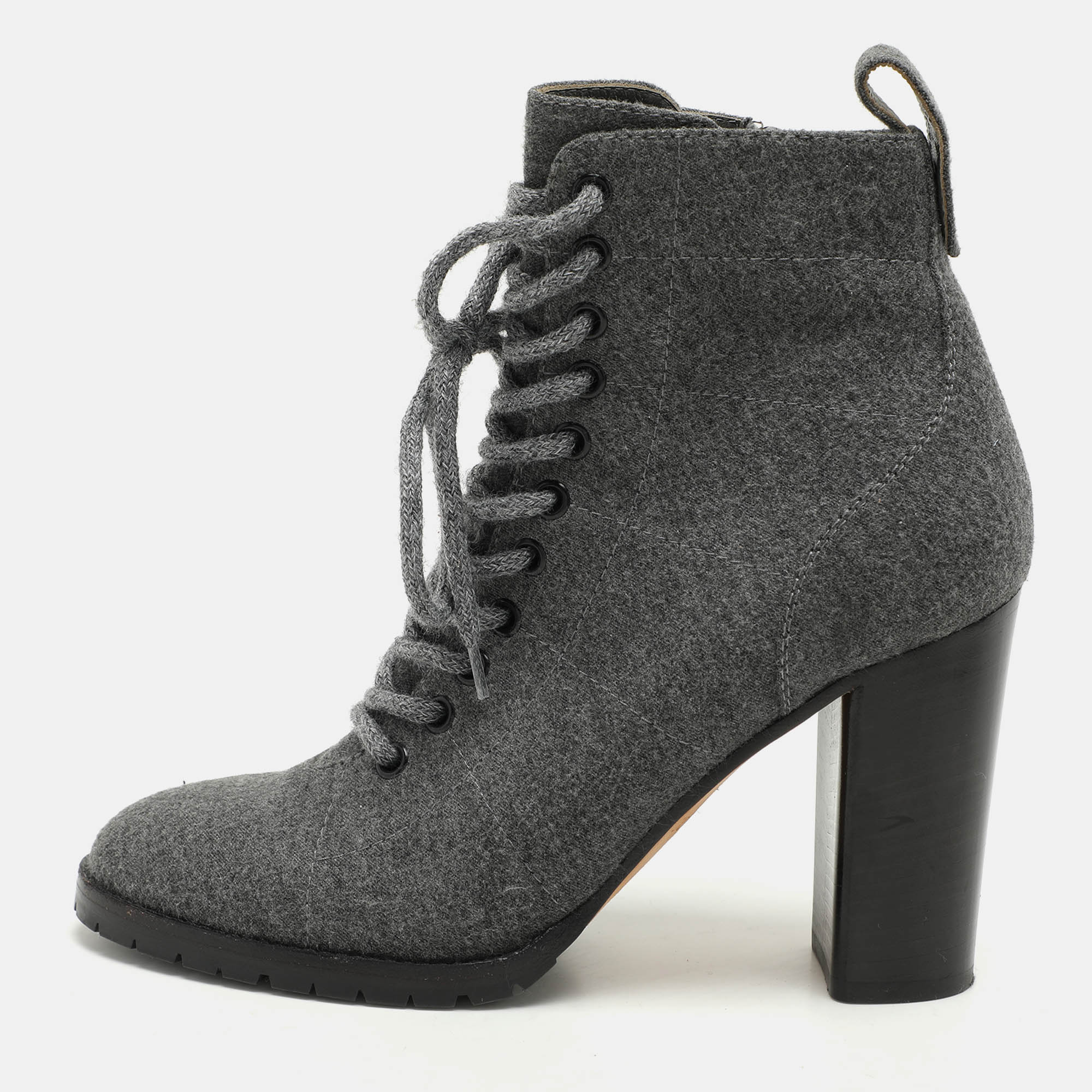 

Jimmy Choo Grey Fabric Ankle Length Boots Size 39