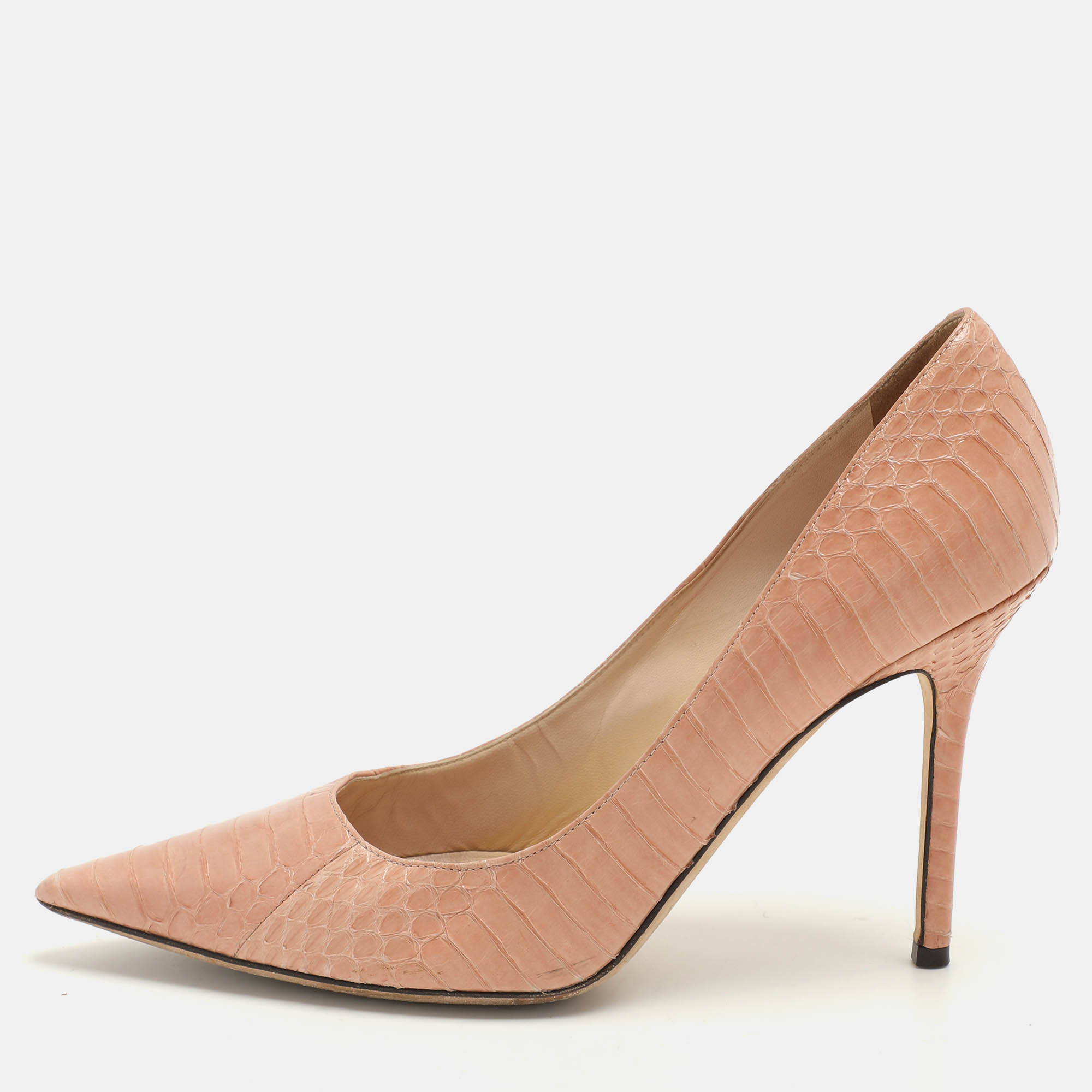 

Jimmy Choo Pink Snakeskin Leather Emi Pumps Size