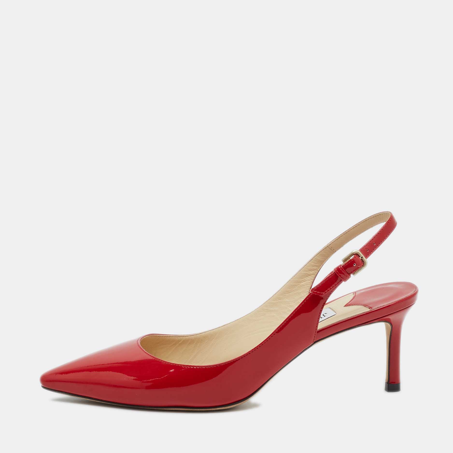 

Jimmy Choo Red Patent Erin Slingback Pumps Size