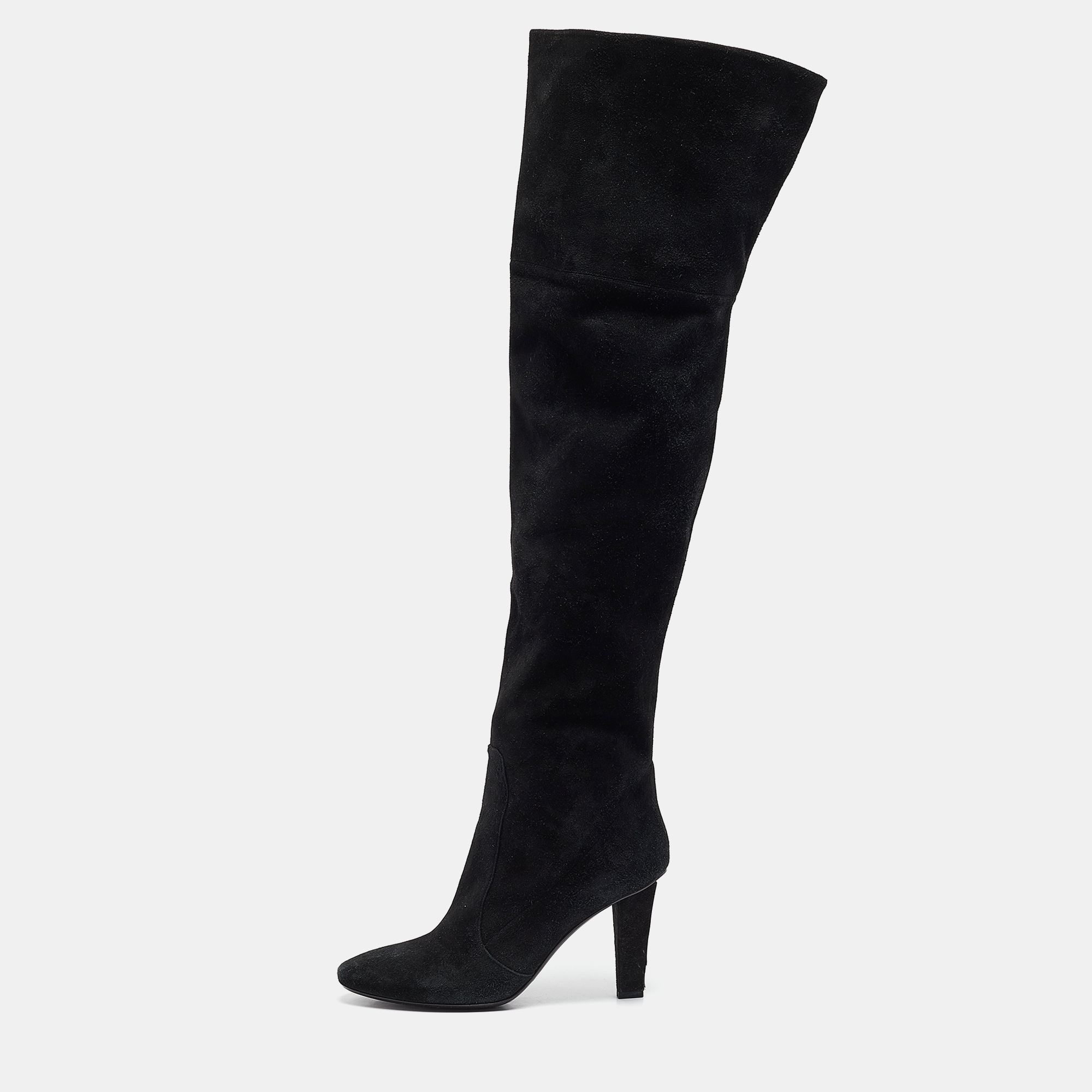 Pre-owned Jimmy Choo Black Suede Knee Length Boots Size 39.5