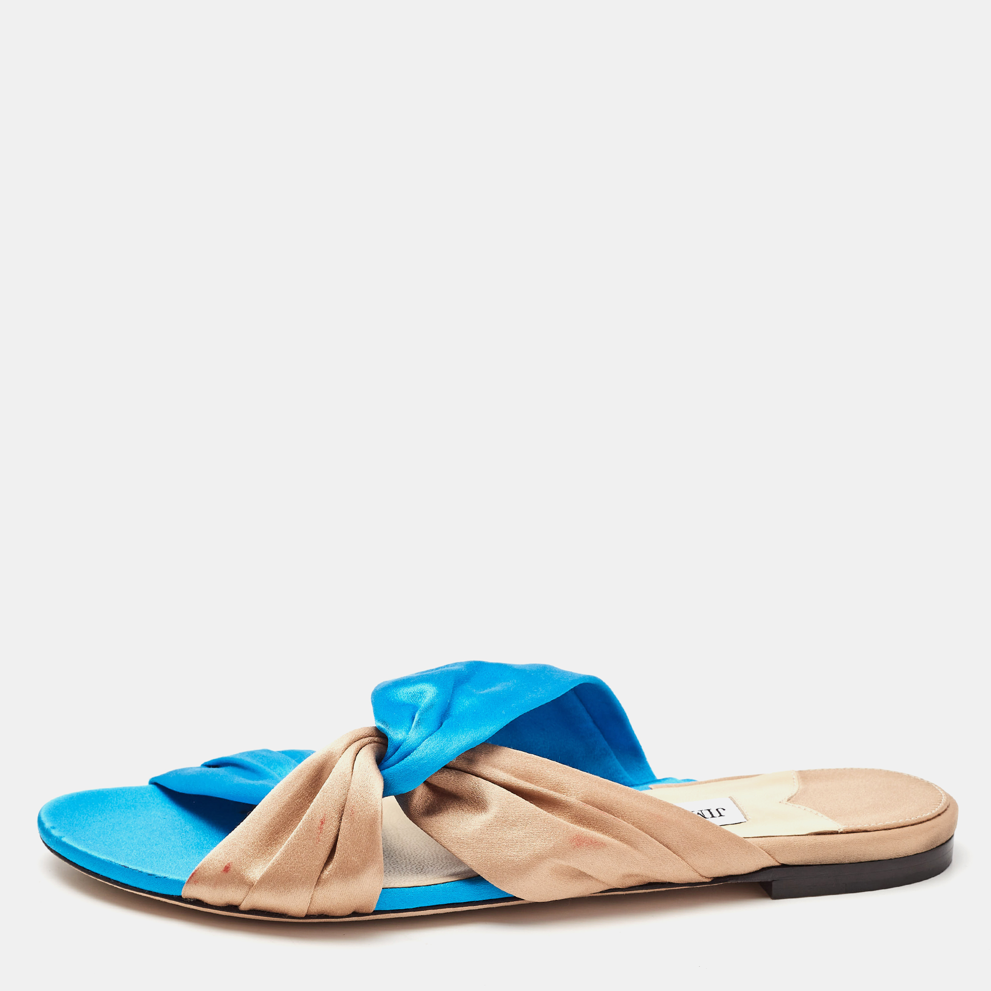 

Jimmy Choo Blue/Beige Satin Narisa Flat Sandals Size