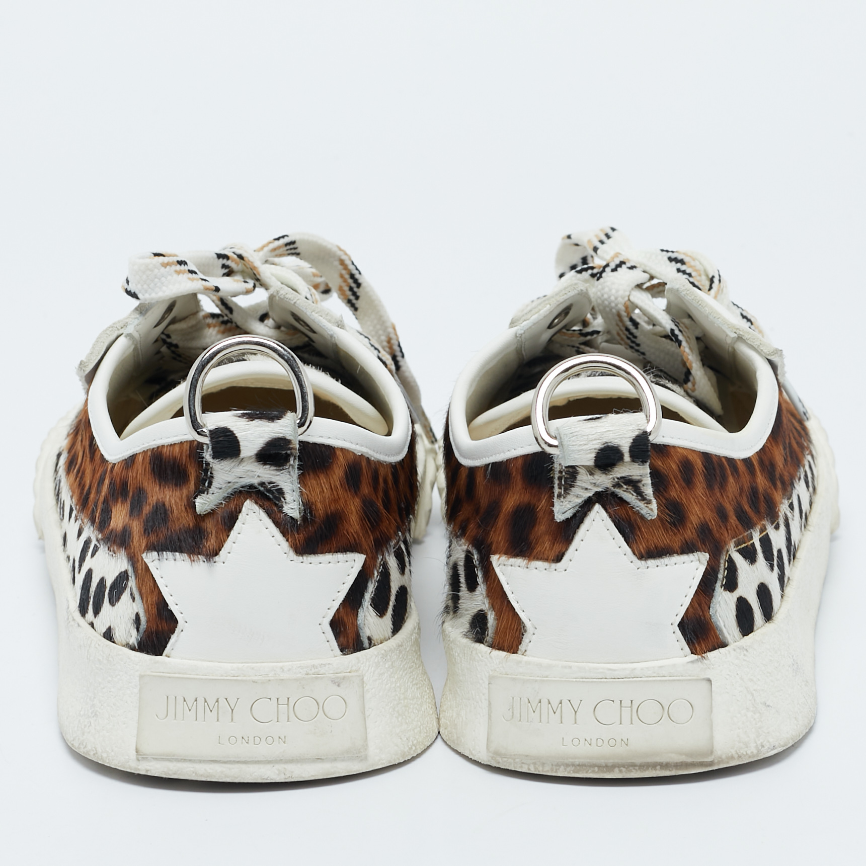 Jimmy Choo Multicolor Animal Print Calf Hair and Leather Impala Sneakers Size 40 