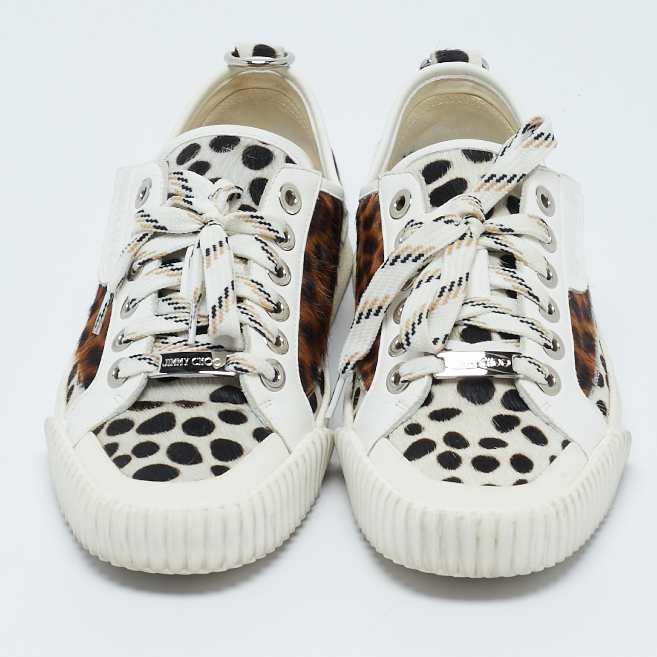 Jimmy Choo Multicolor Animal Print Calf Hair and Leather Impala Sneakers Size 40 