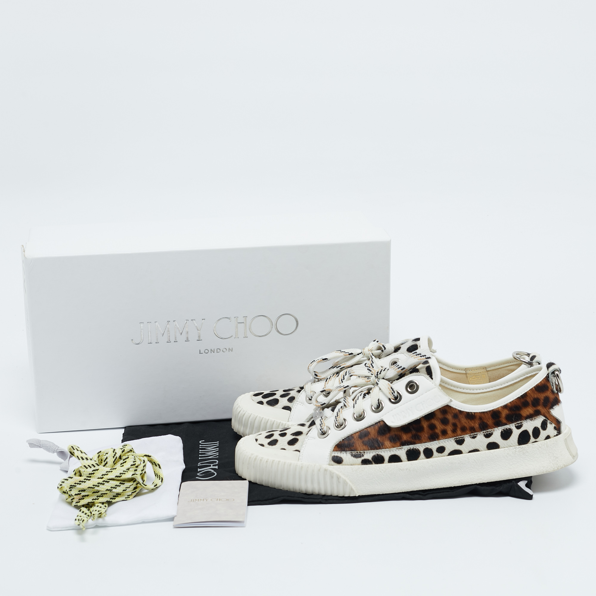 Jimmy Choo Multicolor Animal Print Calf Hair and Leather Impala Sneakers Size 40 