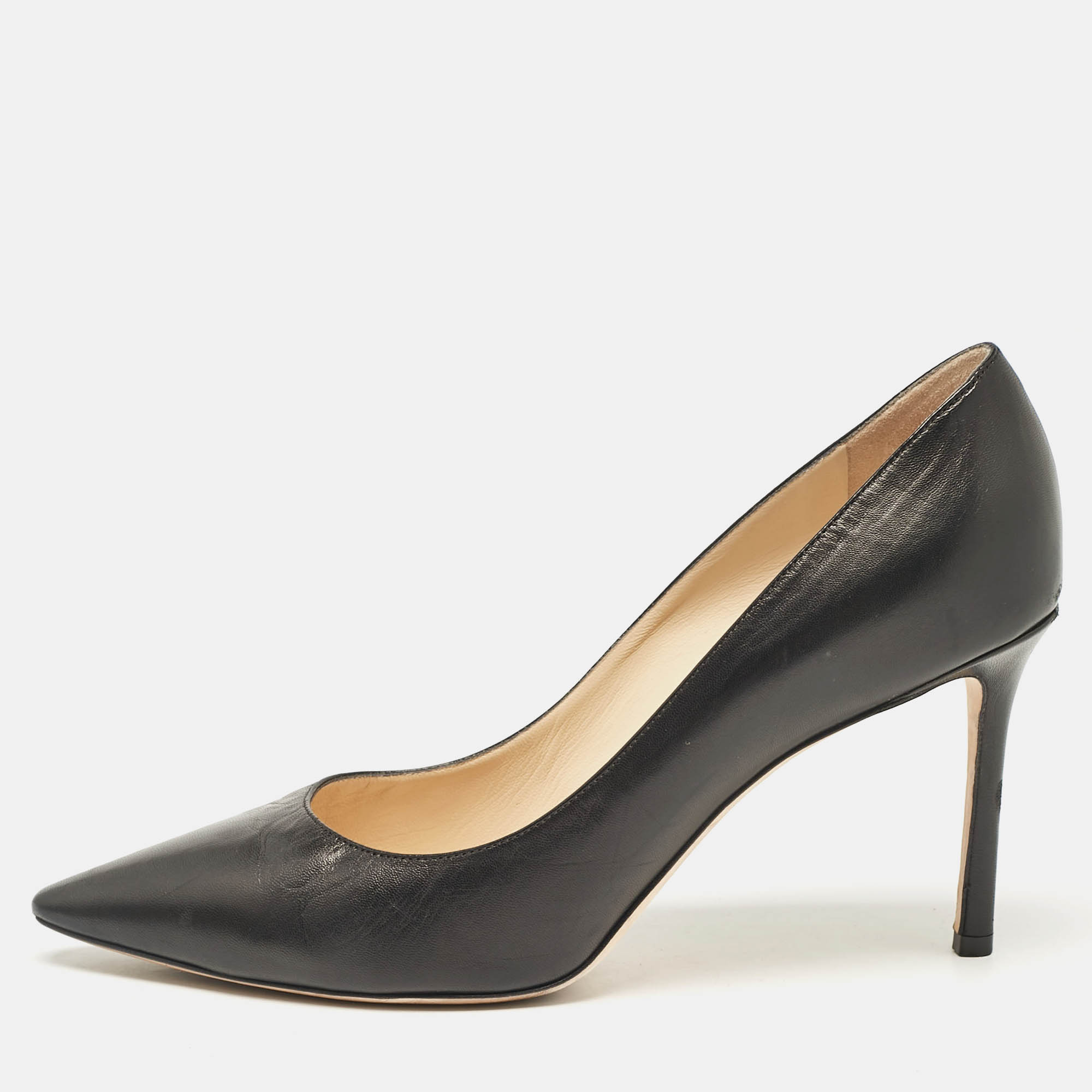 

Jimmy Choo Black Leather Romy Pumps Size