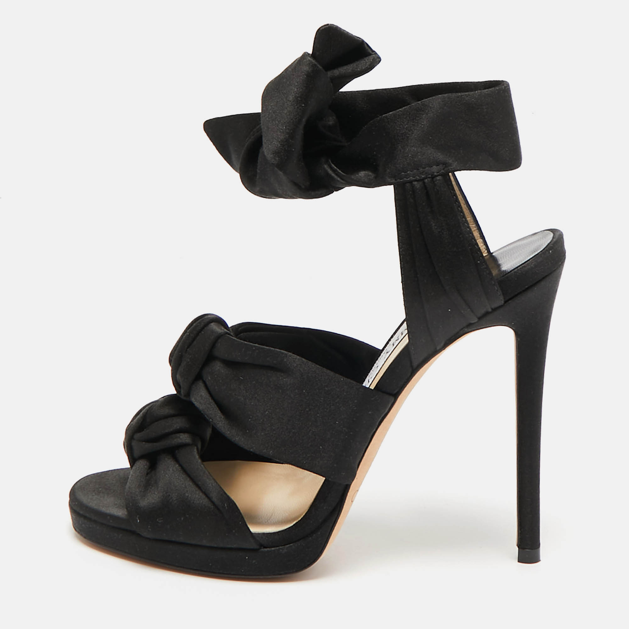 

Jimmy Choo Black Satin Kris Sandals Size