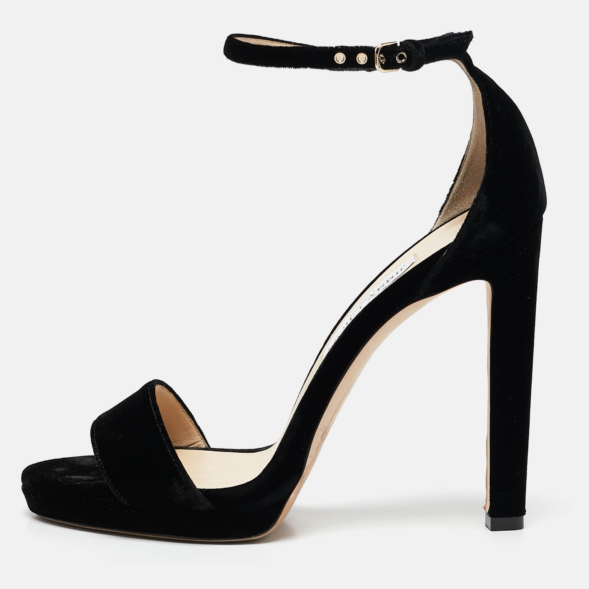 

Jimmy Choo Black Velvet Misty Sandals Size