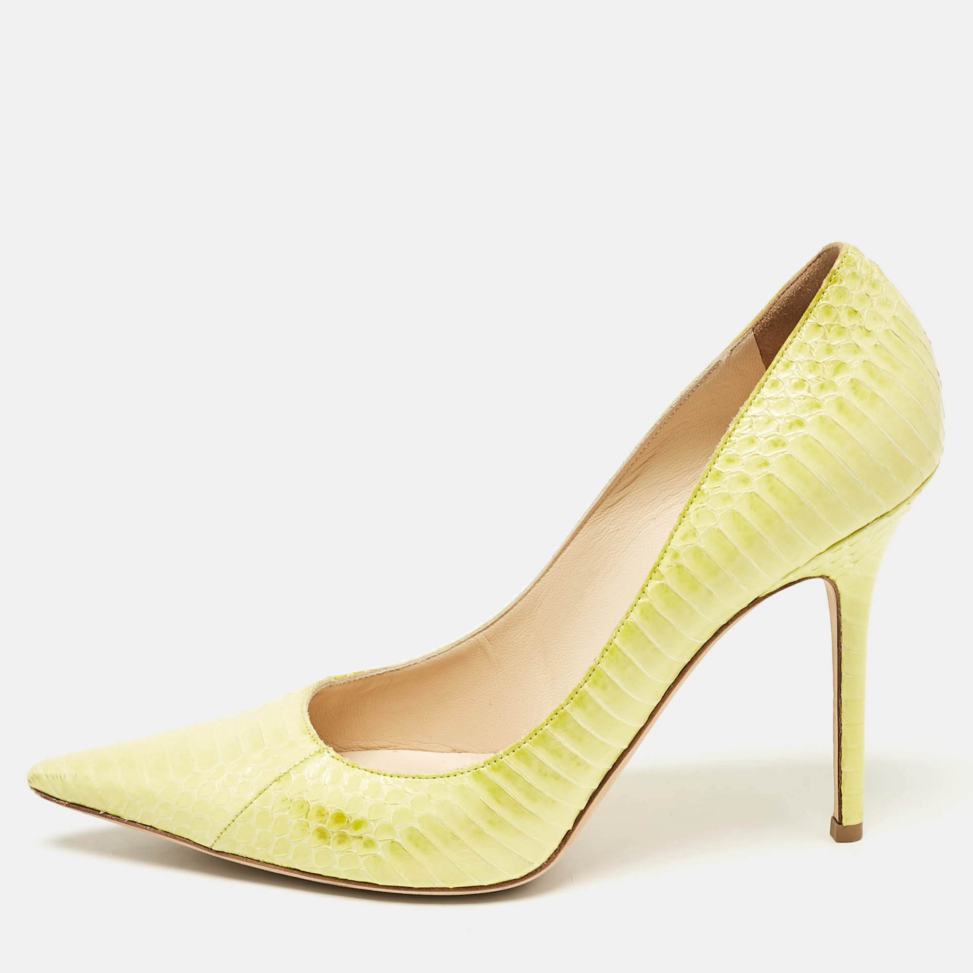 

Jimmy Choo Green Python Leather Anouk Pumps Size