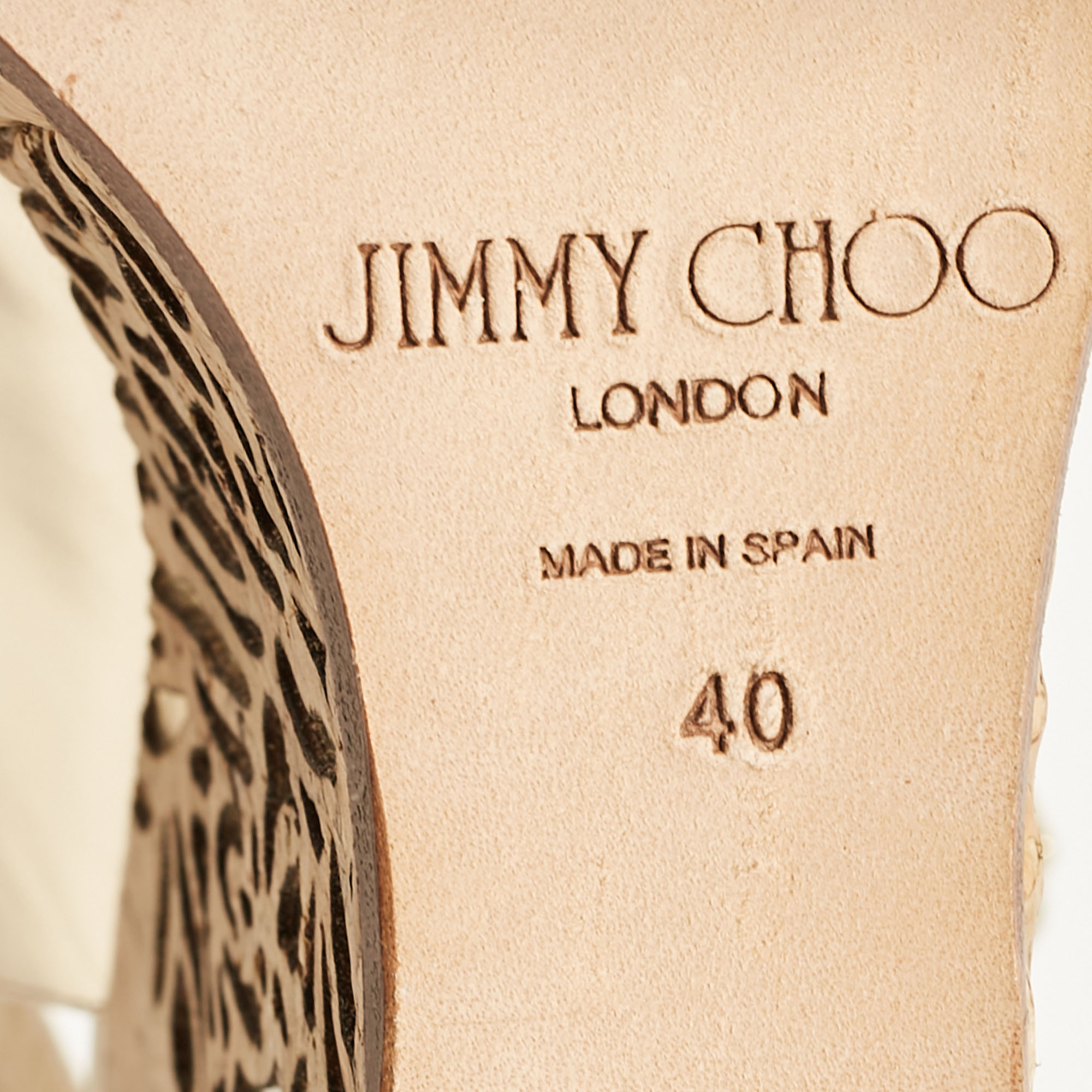 Jimmy Choo Gold Leather Prova Cork Wedge Sandals Size 40 