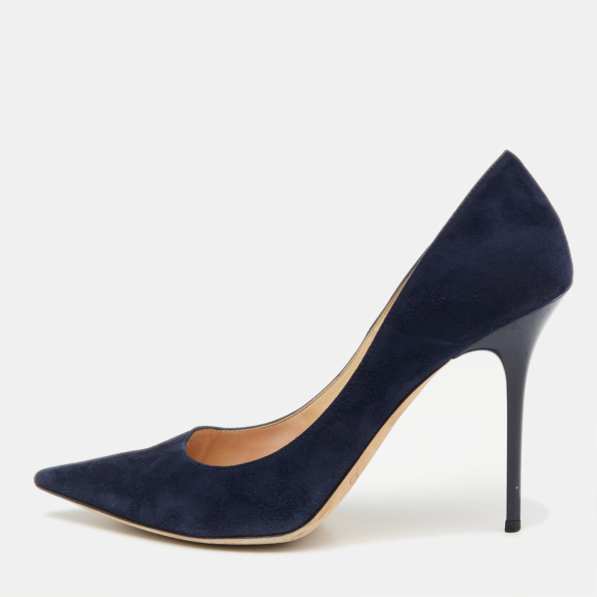 

Jimmy Choo Navy Blue Suede Abel Pumps Size