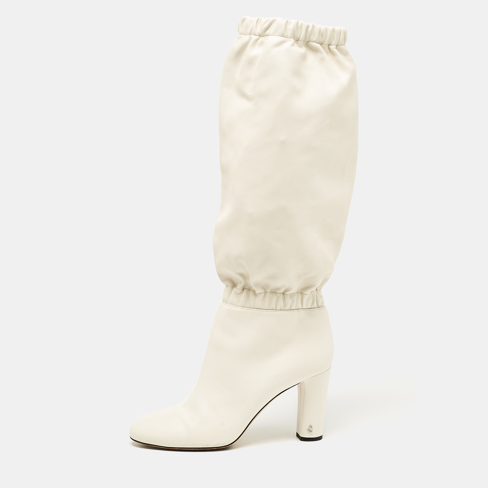 

Jimmy Choo White Leather Maxyn Knee Length Boots Size