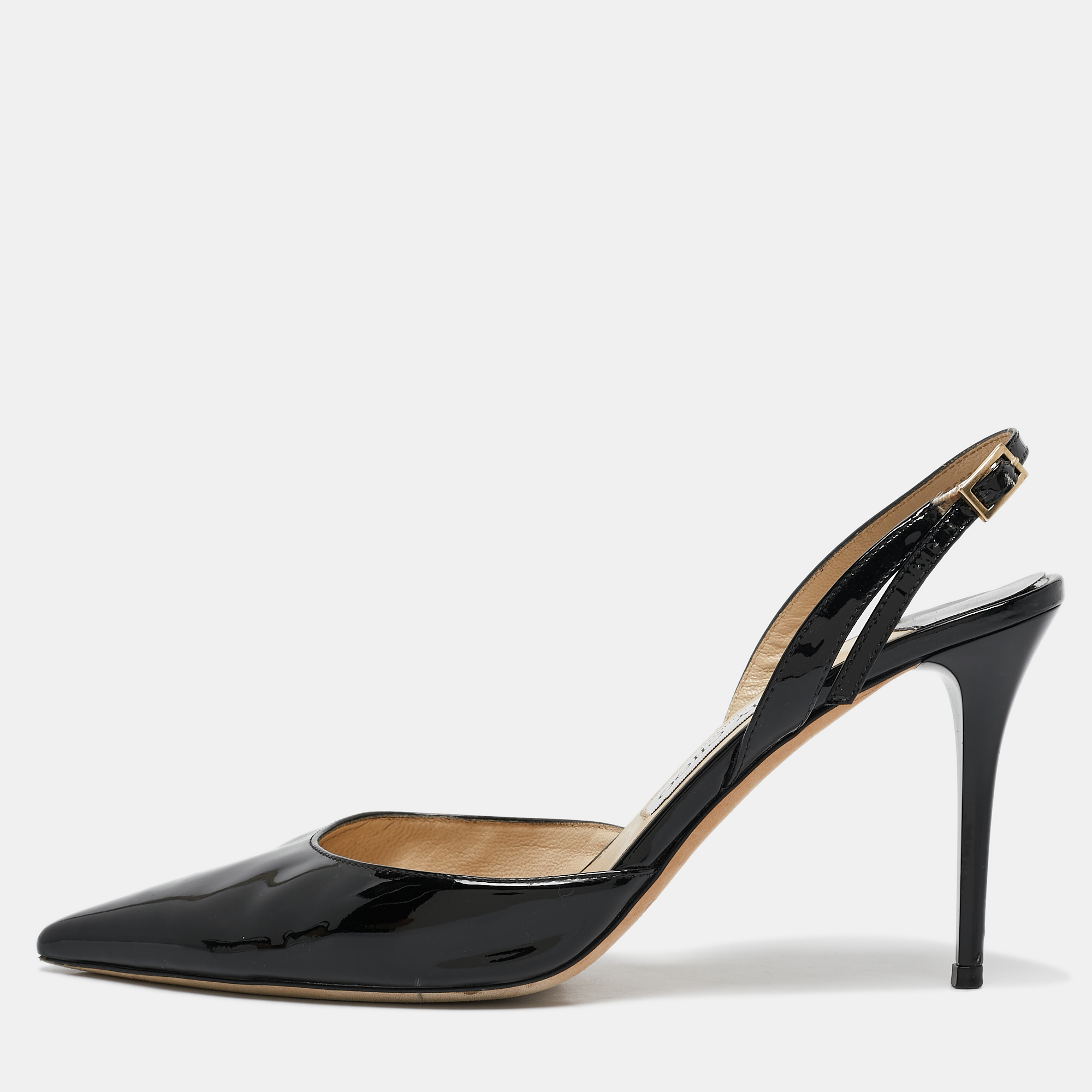 

Jimmy Choo Black Patent Leather Tilly Slingback Pumps Size